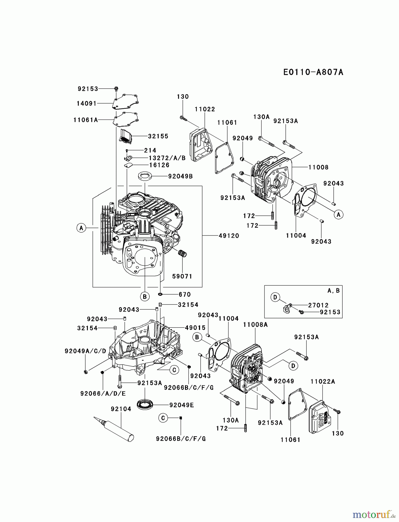  Kawasaki Motoren Motoren Vertikal FH641V - DS25 bis FS481V - BS13 FS481V-AS24 - Kawasaki FS481V 4-Stroke Engine CYLINDER/CRANKCASE #1