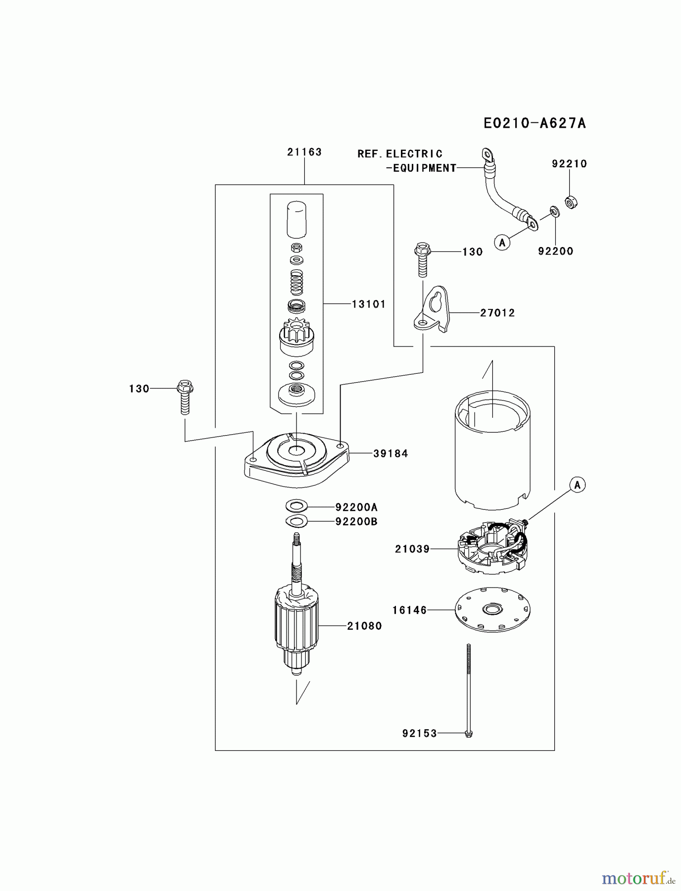  Kawasaki Motoren Motoren Vertikal FH641V - DS25 bis FS481V - BS13 FS481V-AS25 - Kawasaki FS481V 4-Stroke Engine STARTER(FS481VA57361∼)