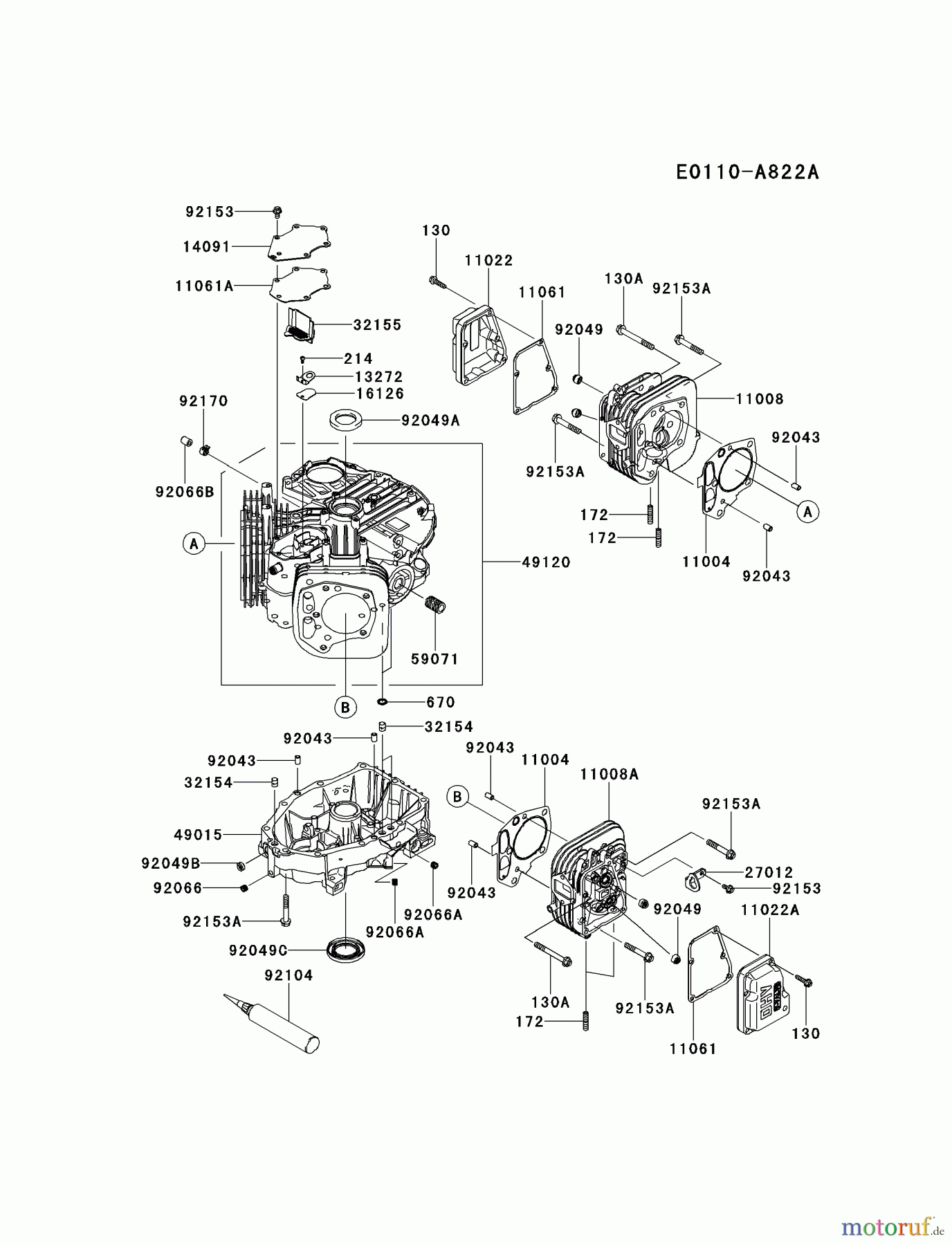  Kawasaki Motoren Motoren Vertikal FH641V - DS25 bis FS481V - BS13 FS481V-AS27 - Kawasaki FS481V 4-Stroke Engine CYLINDER/CRANKCASE