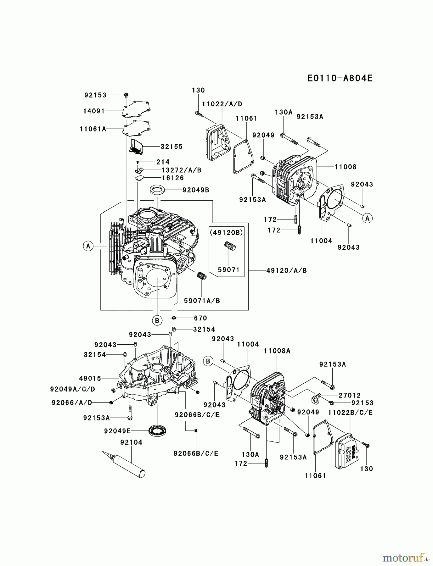  Kawasaki Motoren Motoren Vertikal FH641V - DS25 bis FS481V - BS13 FS481V-AS52 - Kawasaki FS481V 4-Stroke Engine CYLINDER/CRANKCASE #1