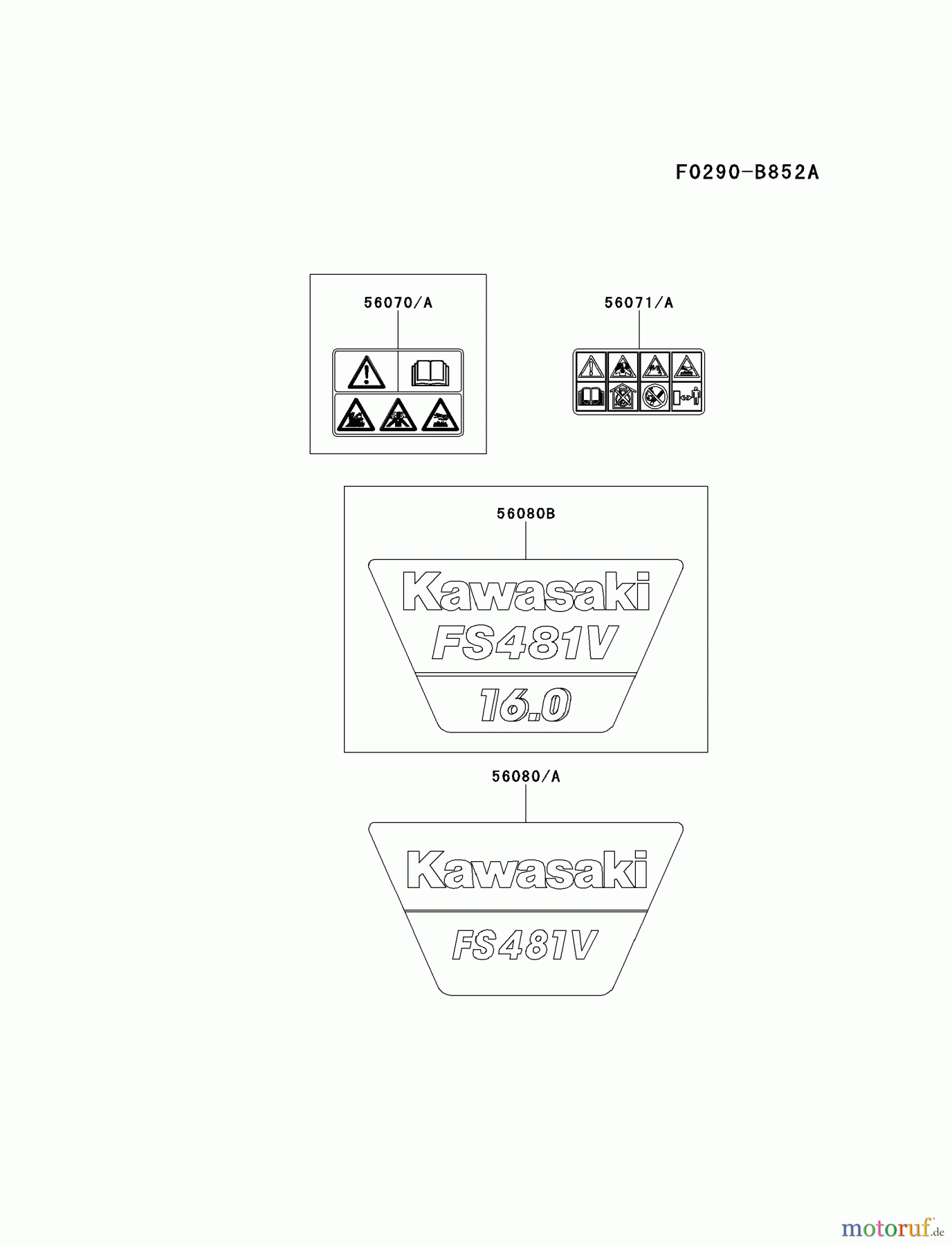  Kawasaki Motoren Motoren Vertikal FH641V - DS25 bis FS481V - BS13 FS481V-AS53 - Kawasaki FS481V 4-Stroke Engine LABEL #2