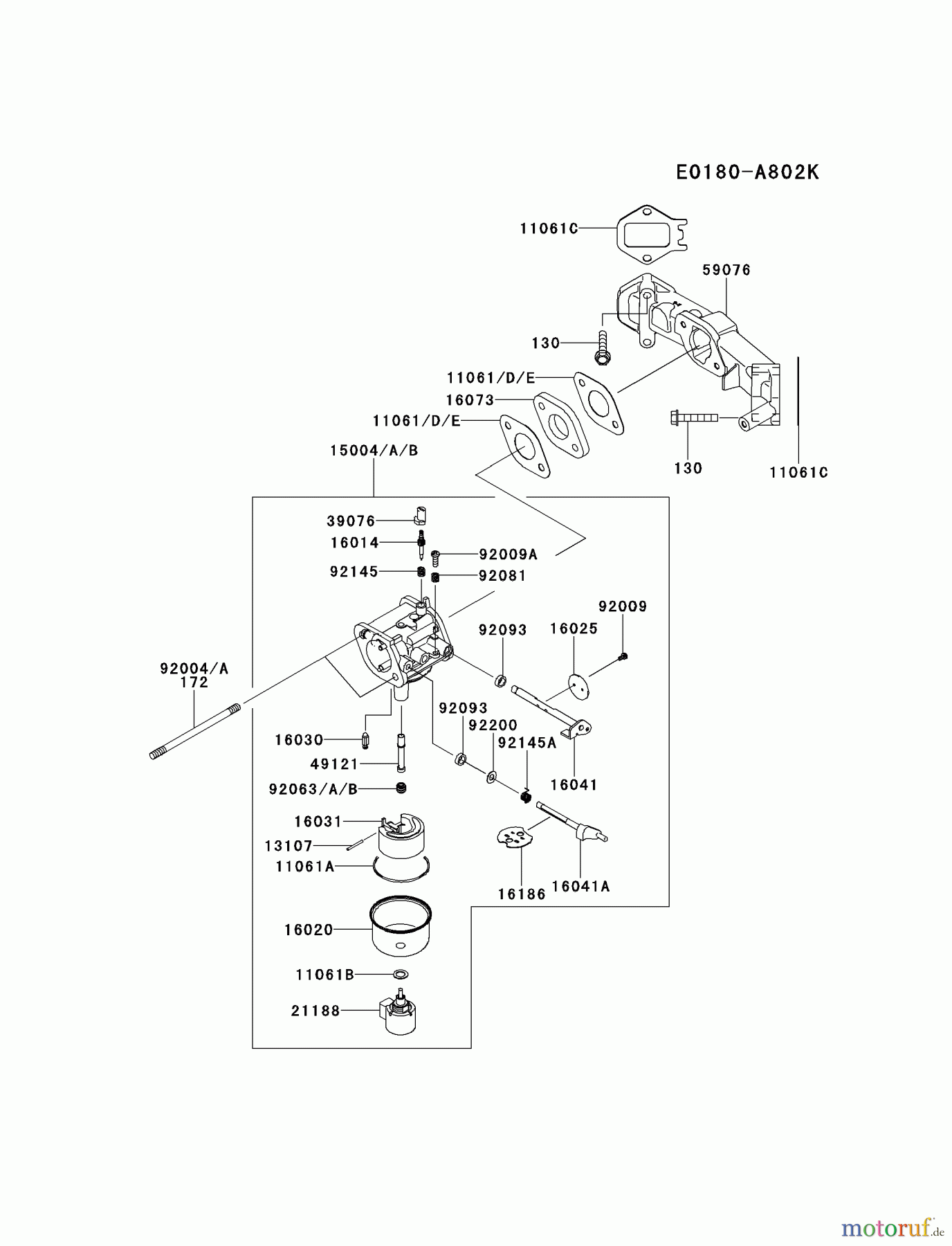  Kawasaki Motoren Motoren Vertikal FH641V - DS25 bis FS481V - BS13 FS481V-AS00 - Kawasaki FS481V 4-Stroke Engine CARBURETOR