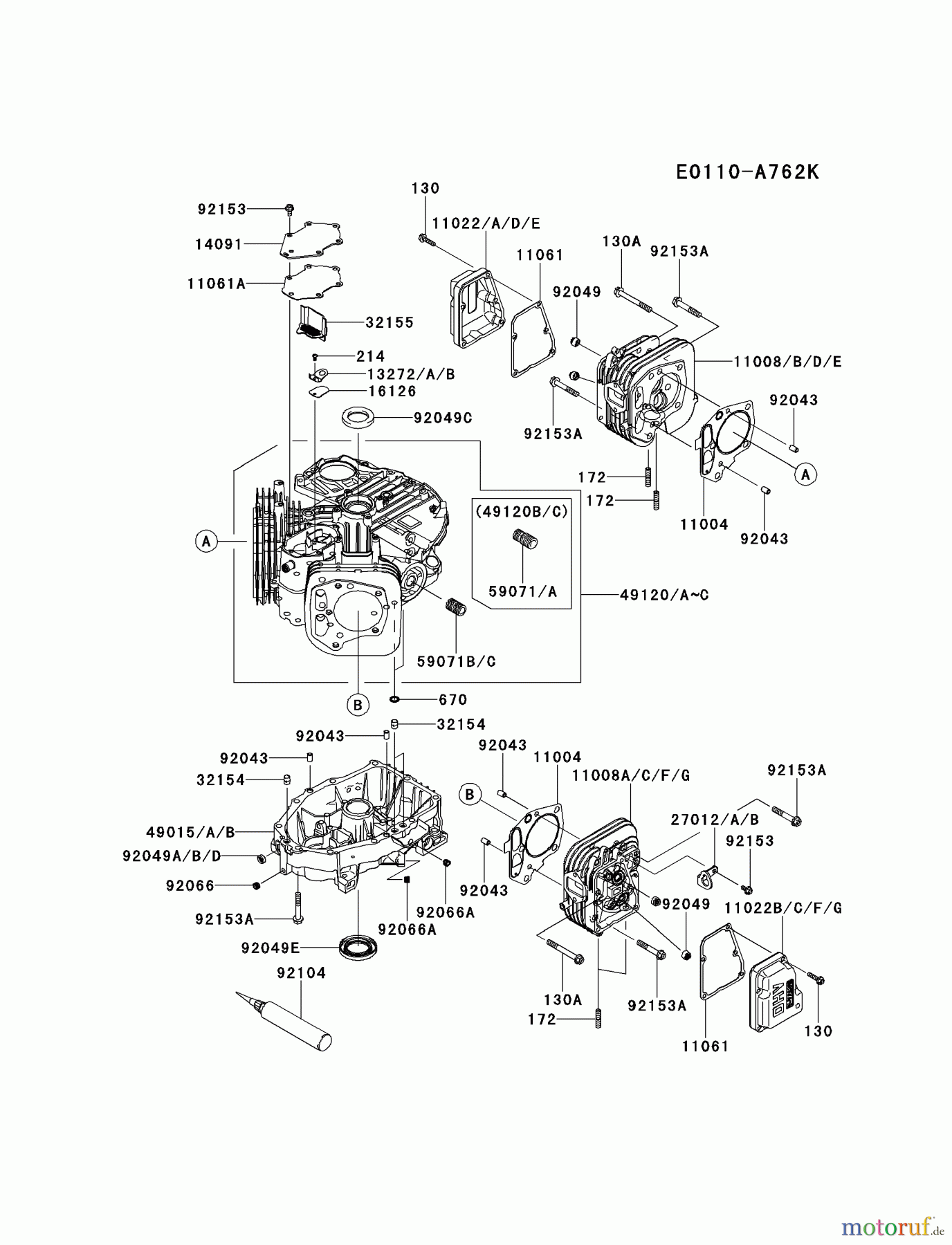  Kawasaki Motoren Motoren Vertikal FH641V - DS25 bis FS481V - BS13 FS481V-AS00 - Kawasaki FS481V 4-Stroke Engine CYLINDER/CRANKCASE #1