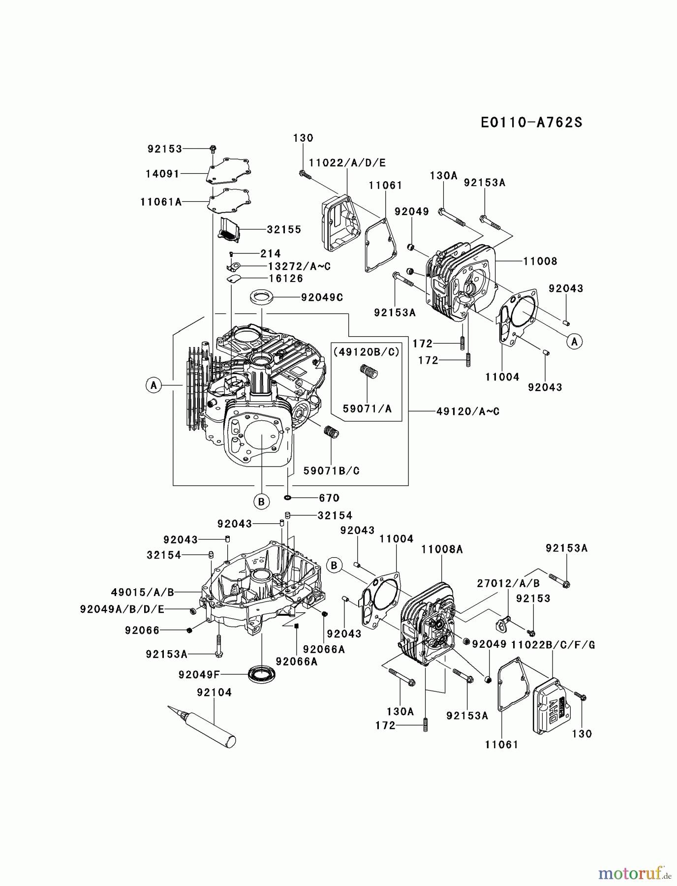  Kawasaki Motoren Motoren Vertikal FH641V - DS25 bis FS481V - BS13 FS481V-AS05 - Kawasaki FS481V 4-Stroke Engine CYLINDER/CRANKCASE #2