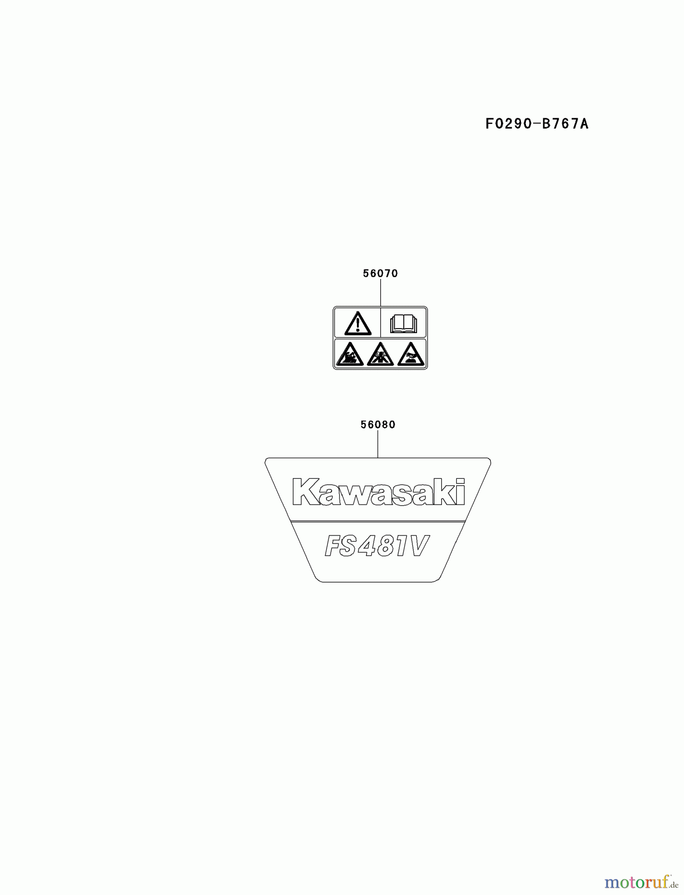  Kawasaki Motoren Motoren Vertikal FH641V - DS25 bis FS481V - BS13 FS481V-AS05 - Kawasaki FS481V 4-Stroke Engine LABEL