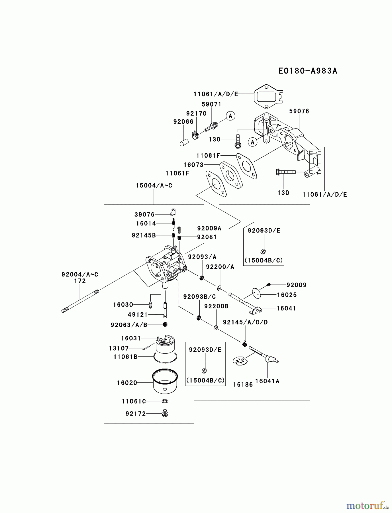  Kawasaki Motoren Motoren Vertikal FH641V - DS25 bis FS481V - BS13 FS481V-BS08 - Kawasaki FS481V 4-Stroke Engine CARBURETOR #1