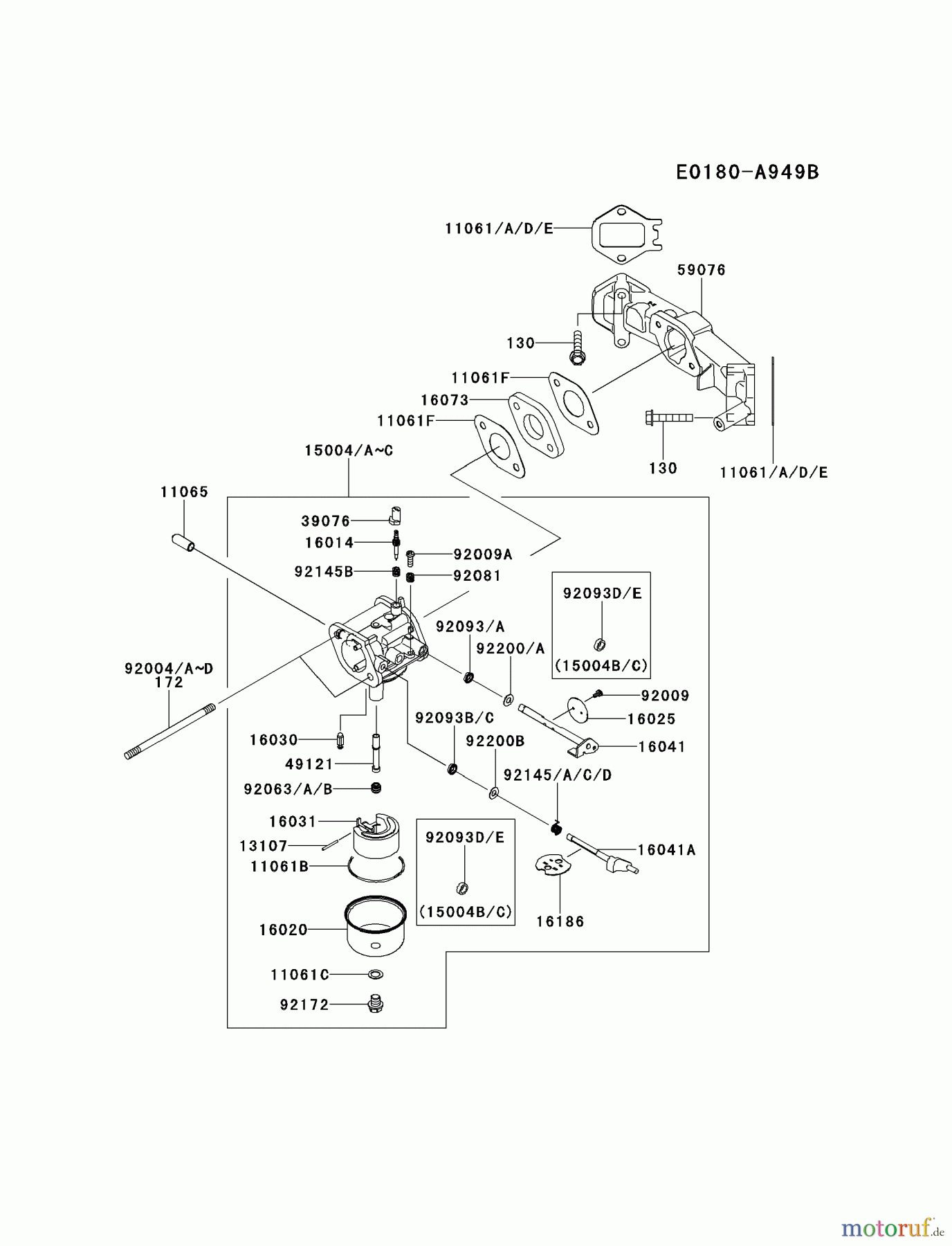  Kawasaki Motoren Motoren Vertikal FH641V - DS25 bis FS481V - BS13 FS481V-AS10 - Kawasaki FS481V 4-Stroke Engine CARBURETOR #1