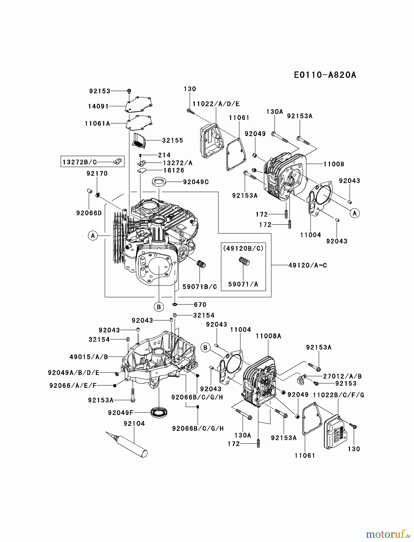  Kawasaki Motoren Motoren Vertikal FH641V - DS25 bis FS481V - BS13 FS481V-AS10 - Kawasaki FS481V 4-Stroke Engine CYLINDER/CRANKCASE #1