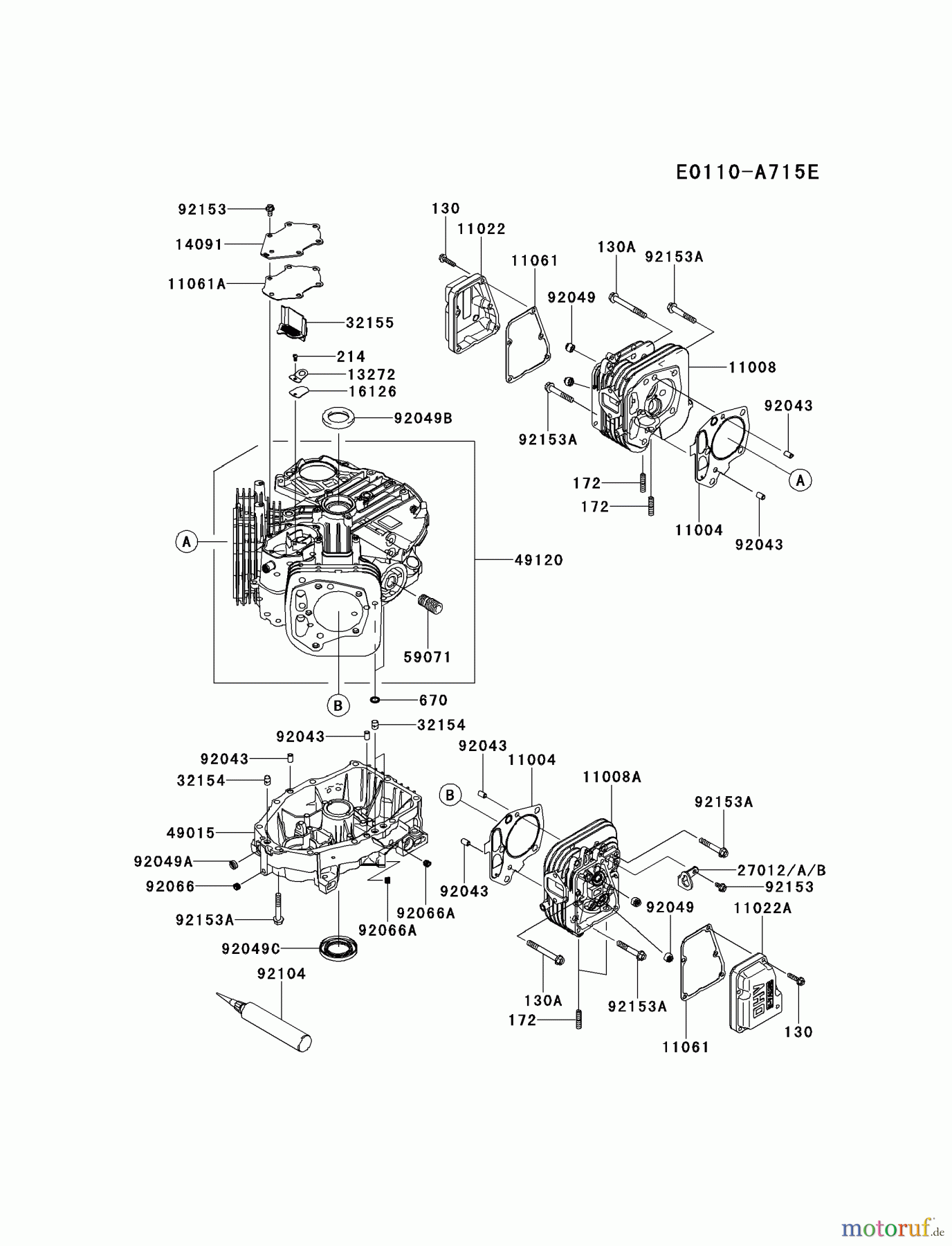  Kawasaki Motoren Motoren Vertikal FH641V - DS25 bis FS481V - BS13 FS481V-AS11 - Kawasaki FS481V 4-Stroke Engine CYLINDER/CRANKCASE