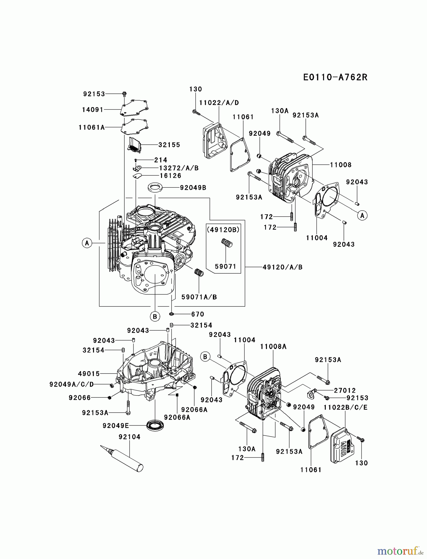  Kawasaki Motoren Motoren Vertikal FH641V - DS25 bis FS481V - BS13 FS481V-BS12 - Kawasaki FS481V 4-Stroke Engine CYLINDER/CRANKCASE #2