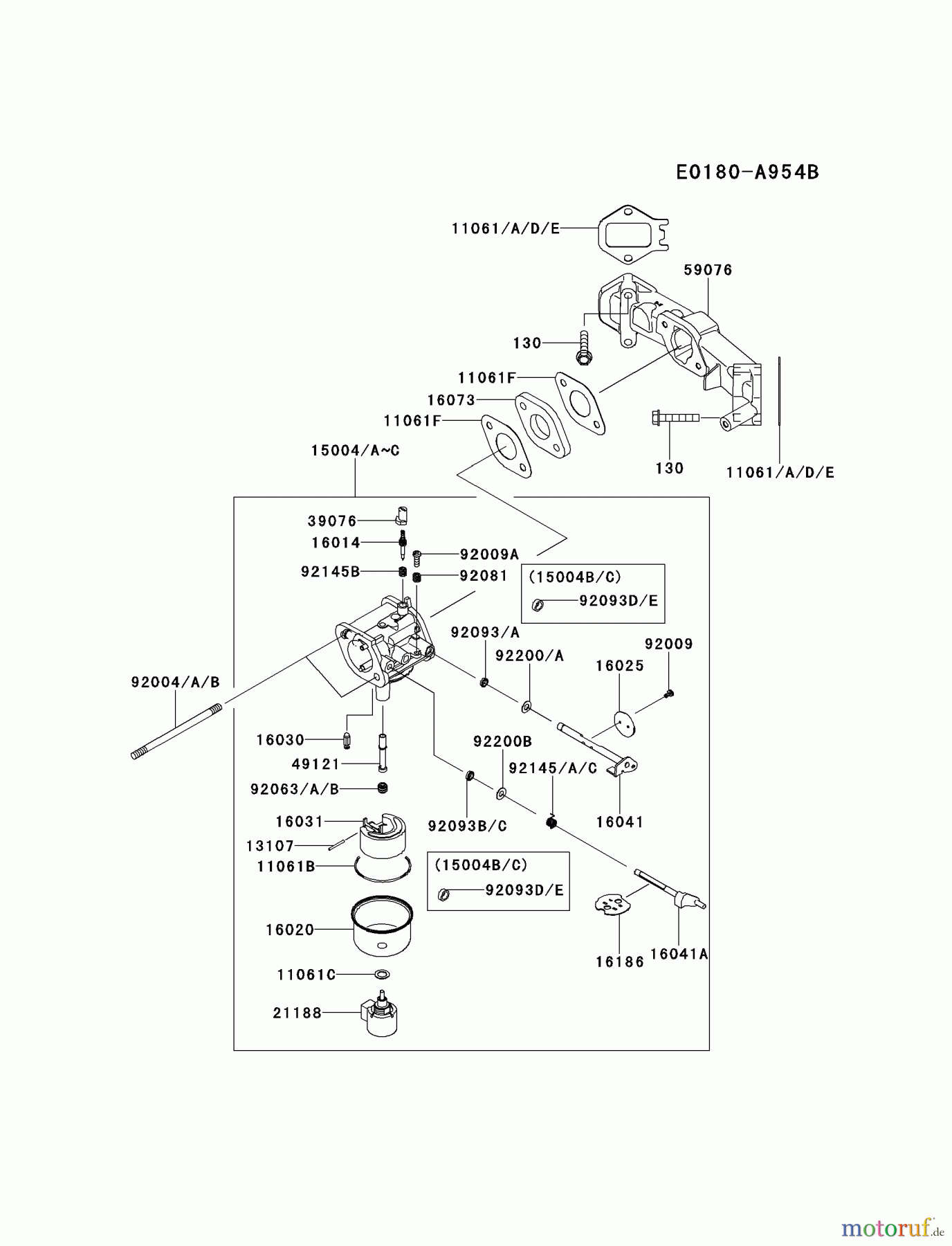  Kawasaki Motoren Motoren Vertikal FH641V - DS25 bis FS481V - BS13 FS481V-BS13 - Kawasaki FS481V 4-Stroke Engine CARBURETOR #1