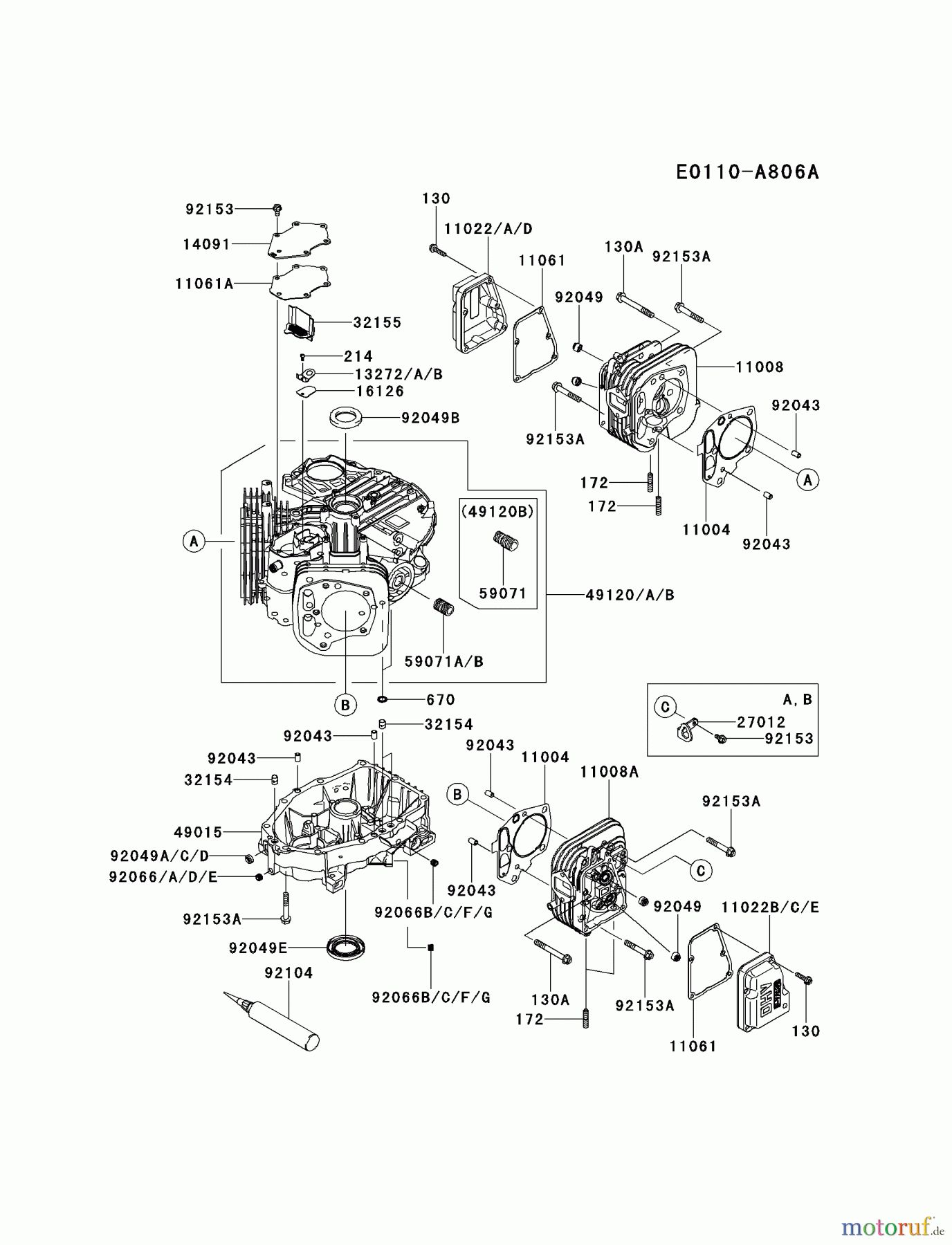  Kawasaki Motoren Motoren Vertikal FH641V - DS25 bis FS481V - BS13 FS481V-AS13 - Kawasaki FS481V 4-Stroke Engine CYLINDER/CRANKCASE #1