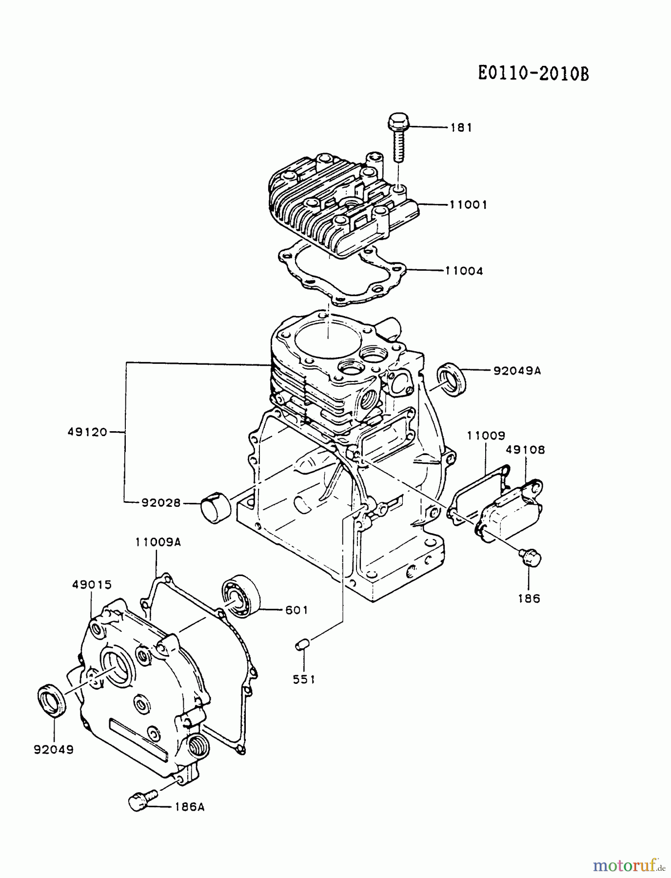  Kawasaki Motoren Motoren, Horizontal FA130D-GS06 - Kawasaki FA130D 4-Stroke Engine CYLINDER/CRANKCASE