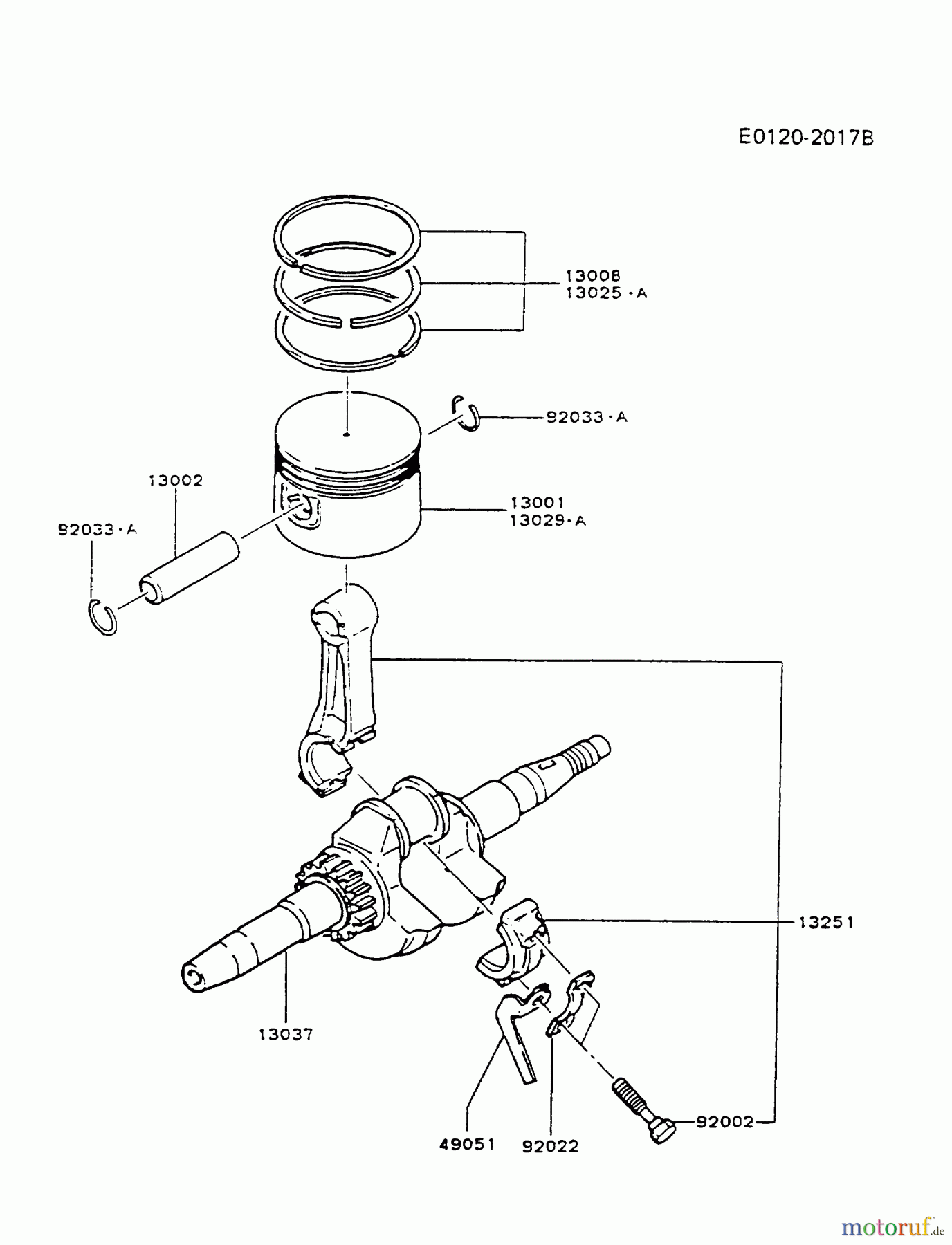  Kawasaki Motoren Motoren, Horizontal FA210D-DS10 - Kawasaki FA210D 4-Stroke Engine PISTON/CRANKSHAFT