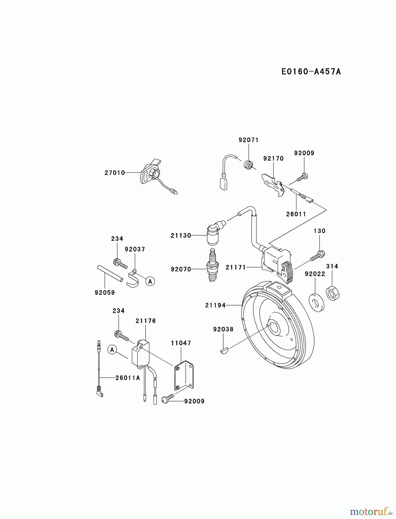  Kawasaki Motoren Motoren, Horizontal FE170D-AS03 - Kawasaki FE170D 4-Stroke Engine ELECTRIC-EQUIPMENT