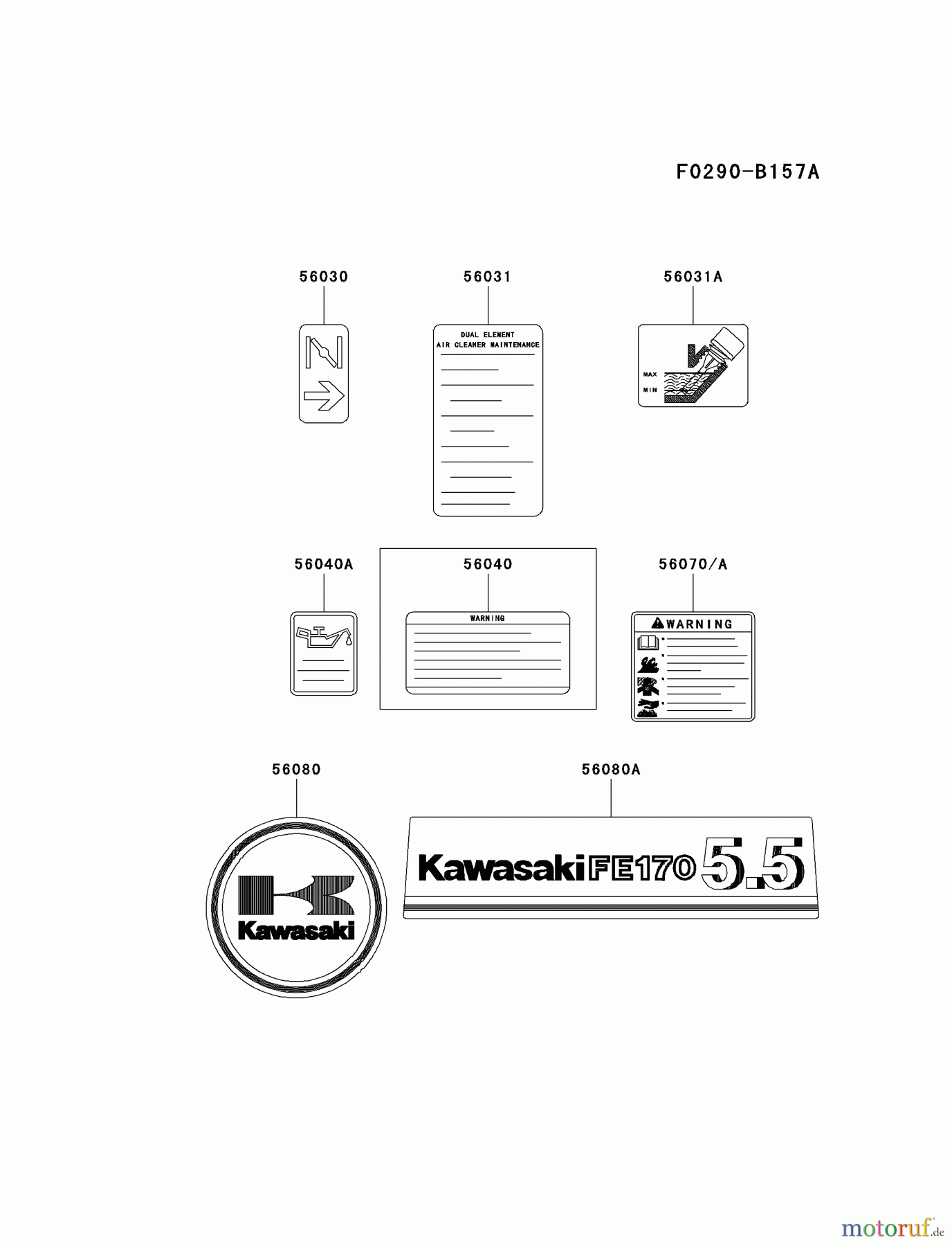  Kawasaki Motoren Motoren, Horizontal FE170D-BS04 - Kawasaki FE170D 4-Stroke Engine LABEL