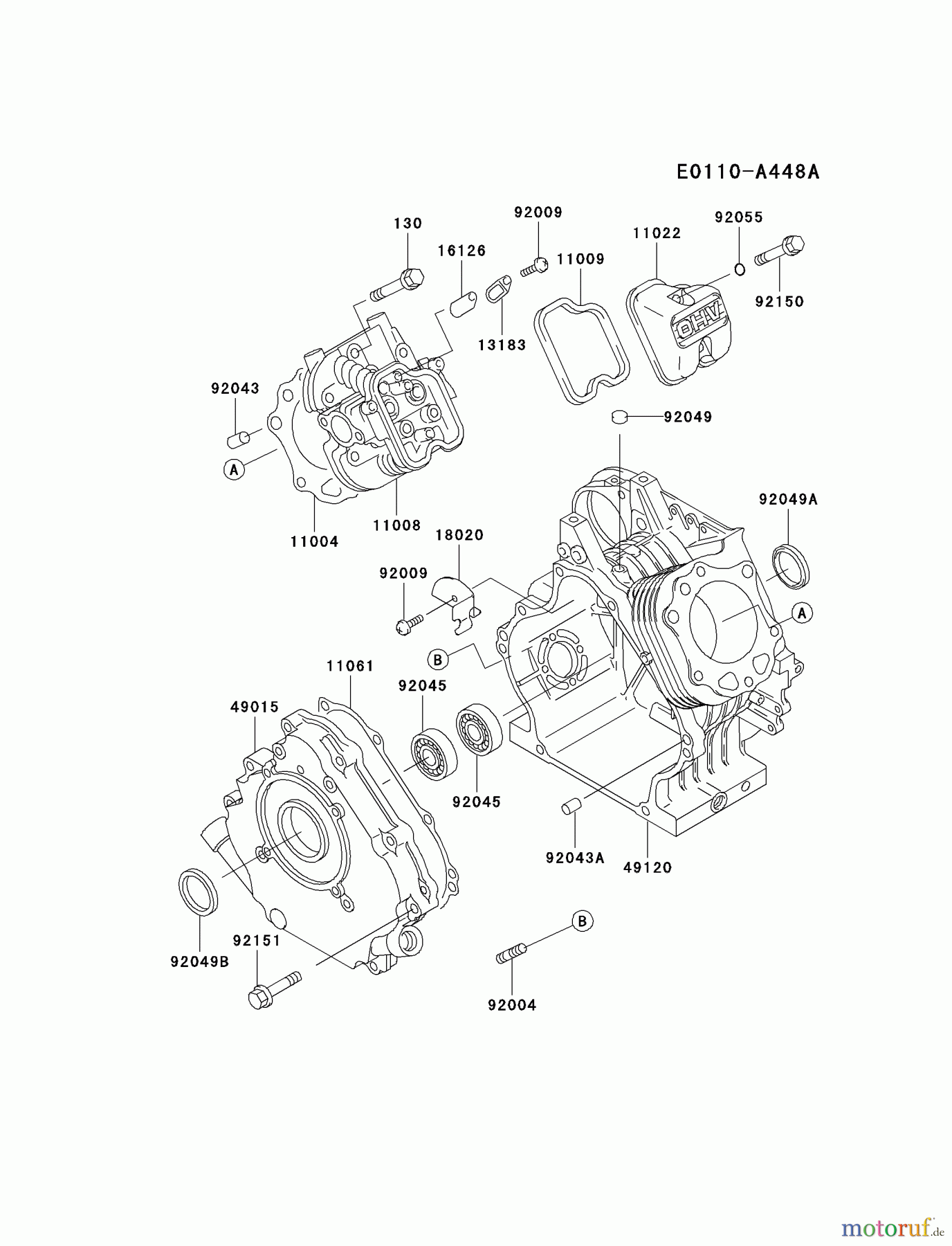  Kawasaki Motoren Motoren, Horizontal FE250D-AS08 - Kawasaki FE250D 4-Stroke Engine CYLINDER/CRANKCASE