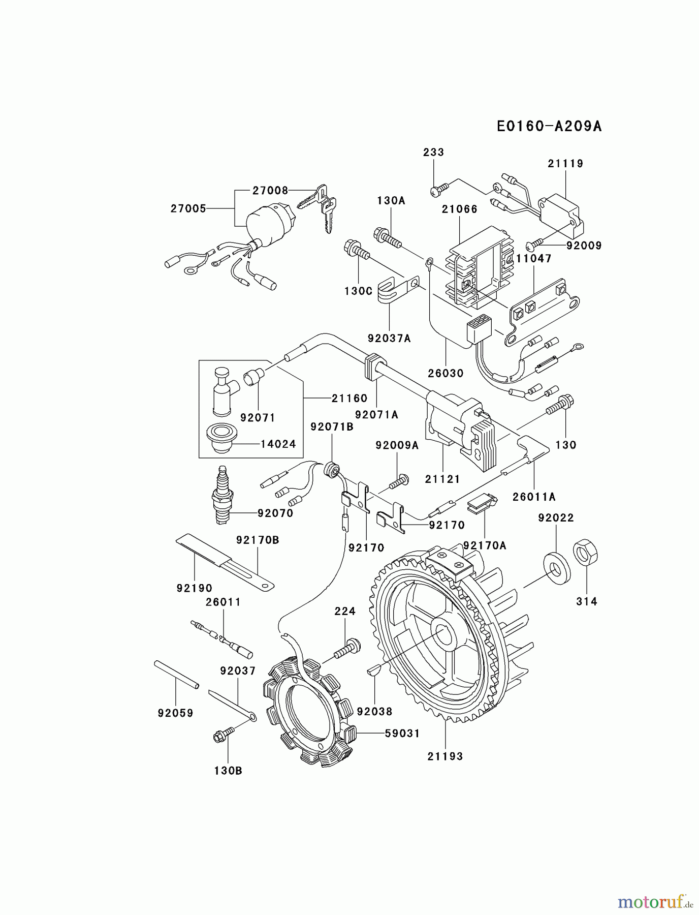  Kawasaki Motoren Motoren, Horizontal FE290D-AS12 - Kawasaki FE290D 4-Stroke Engine ELECTRIC-EQUIPMENT