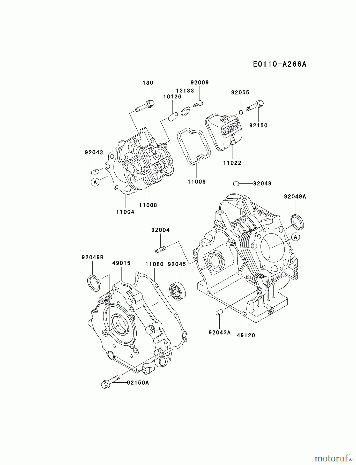  Kawasaki Motoren Motoren, Horizontal FE290D-AS22 - Kawasaki FE290D 4-Stroke Engine CYLINDER/CRANKCASE