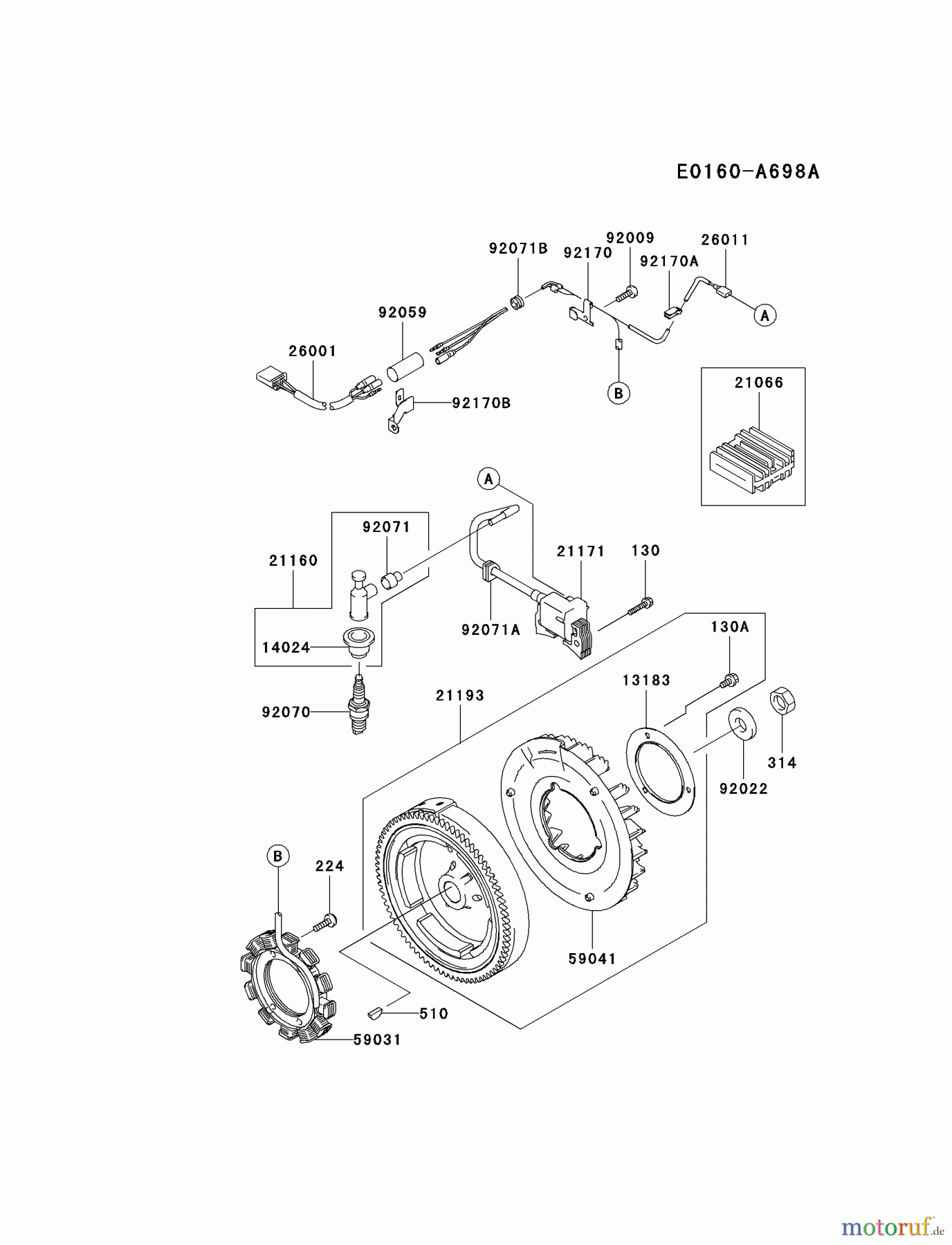  Kawasaki Motoren Motoren, Horizontal FE290D-AS24 - Kawasaki FE290D 4-Stroke Engine ELECTRIC-EQUIPMENT