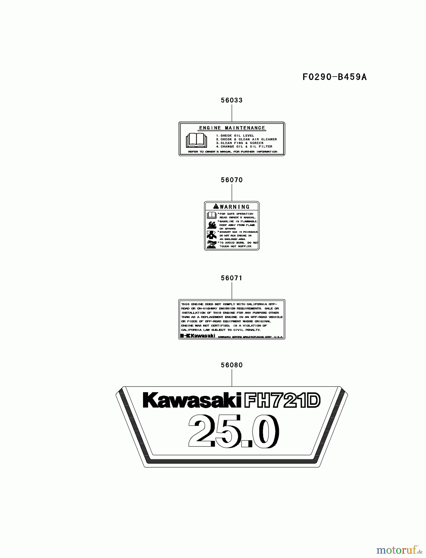  Kawasaki Motoren Motoren, Horizontal FH721D-AS11 - Kawasaki FH721D 4-Stroke Engine LABEL