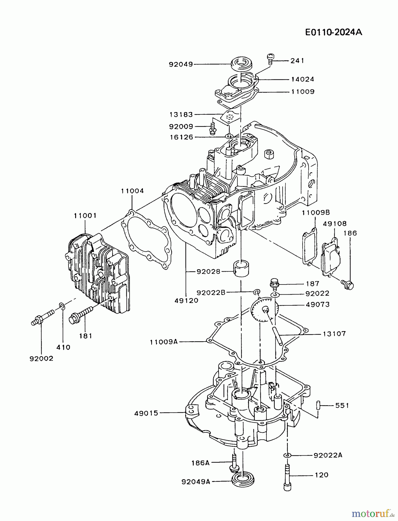  Kawasaki Motoren Motoren Vertikal FA210V - AS02 bis FH641V - DS24 FA210V-AS02 - Kawasaki FA210V 4-Stroke Engine CYLINDER/CRANKCASE