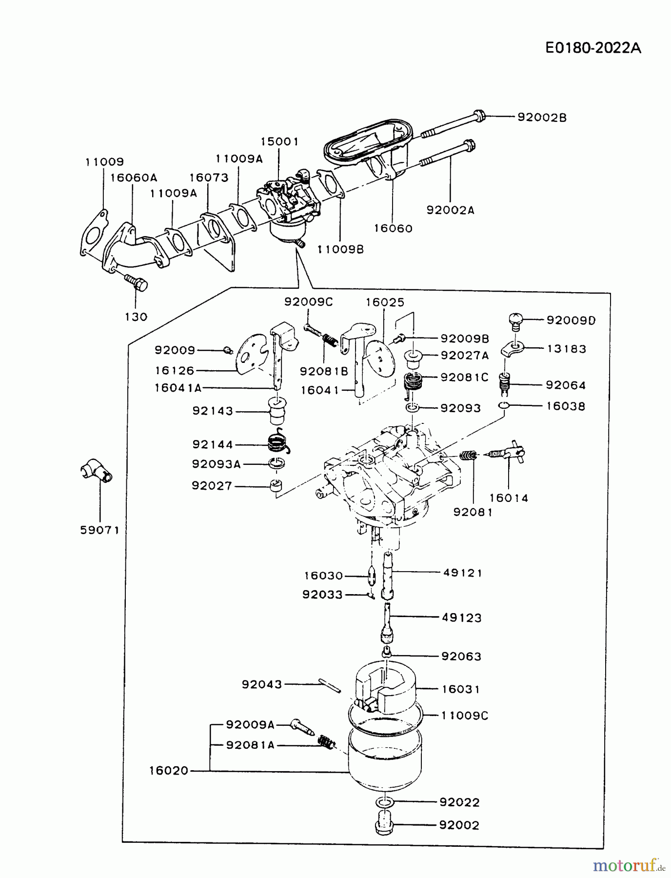  Kawasaki Motoren Motoren Vertikal FA210V - AS02 bis FH641V - DS24 FB460V-AS27 - Kawasaki FB460V 4-Stroke Engine CARBURETOR