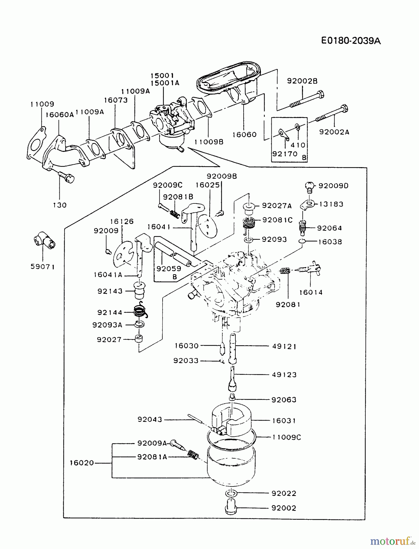  Kawasaki Motoren Motoren Vertikal FA210V - AS02 bis FH641V - DS24 FB460V-BS17 - Kawasaki FB460V 4-Stroke Engine CARBURETOR #2