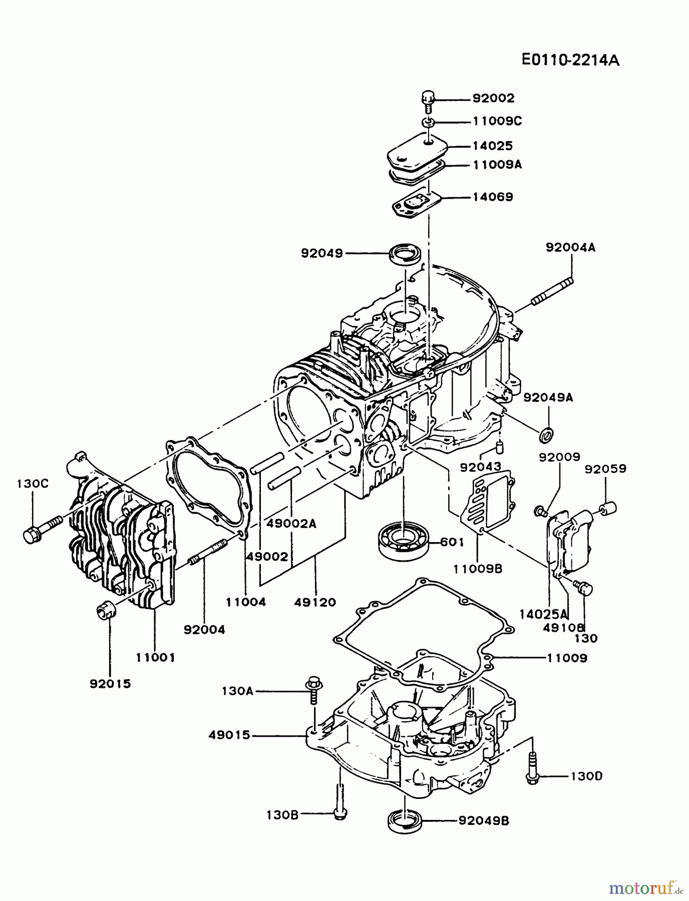  Kawasaki Motoren Motoren Vertikal FA210V - AS02 bis FH641V - DS24 FB460V-BS19 - Kawasaki FB460V 4-Stroke Engine CYLINDER/CRANKCASE