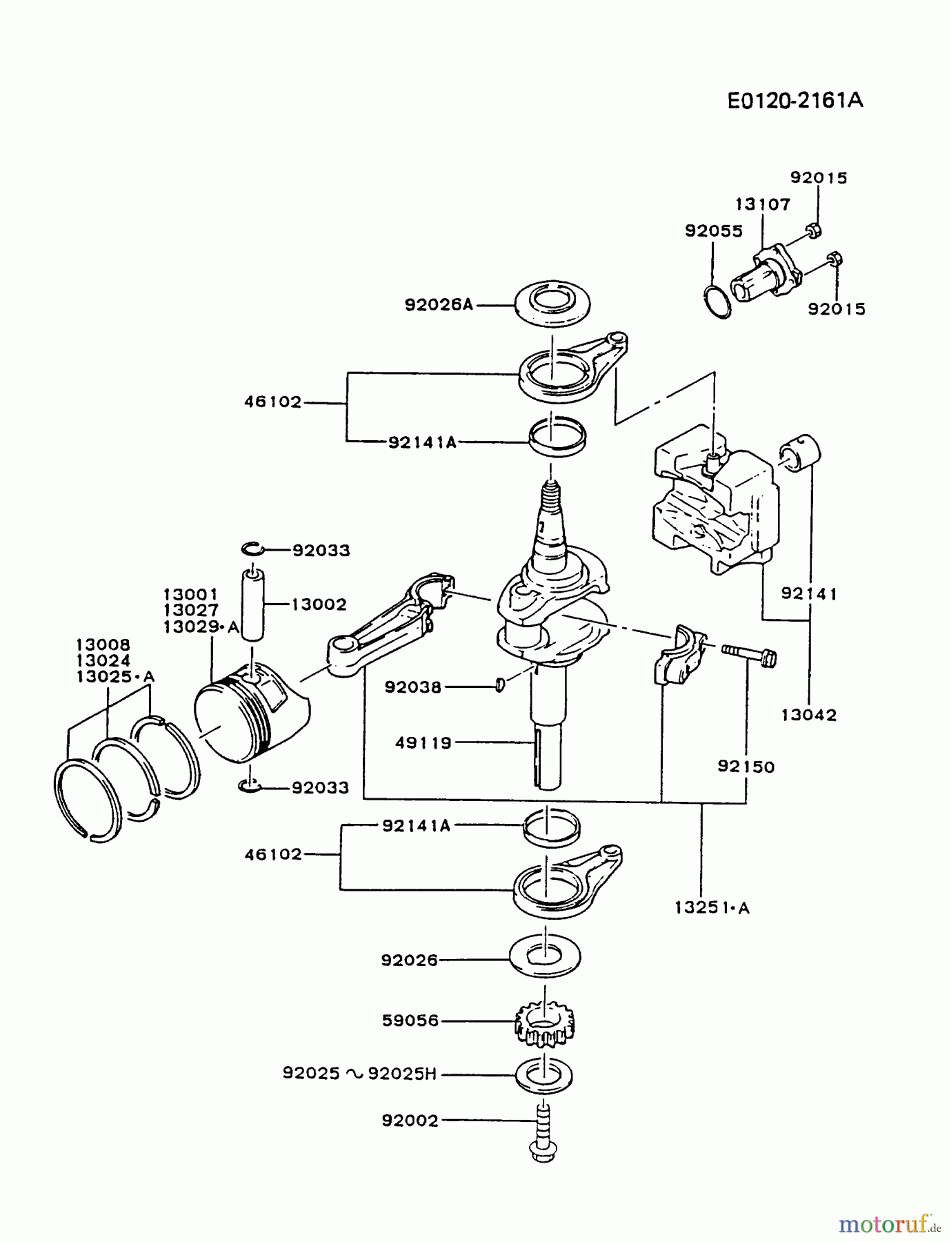  Kawasaki Motoren Motoren Vertikal FA210V - AS02 bis FH641V - DS24 FB460V-BS19 - Kawasaki FB460V 4-Stroke Engine PISTON/CRANKSHAFT