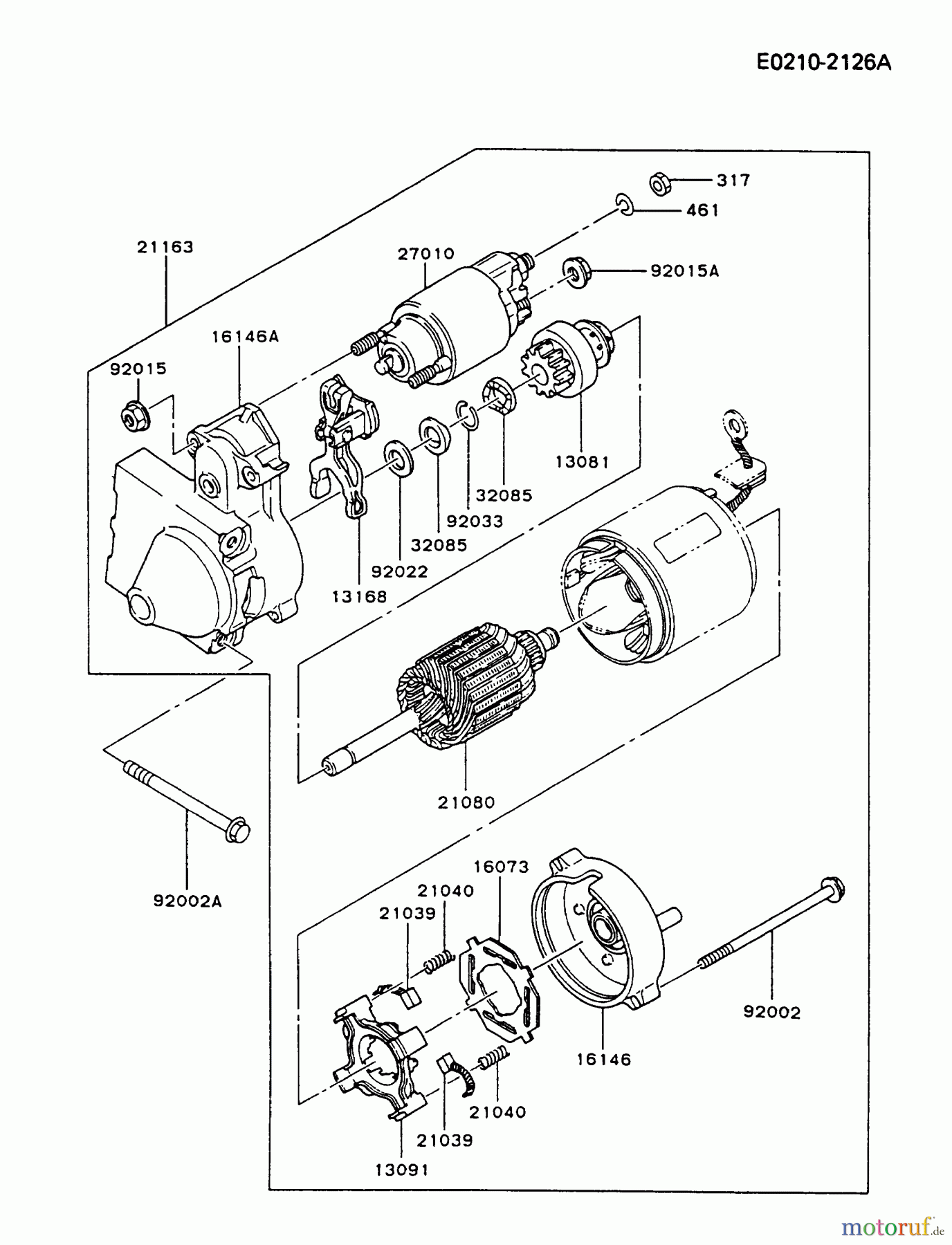  Kawasaki Motoren Motoren Vertikal FA210V - AS02 bis FH641V - DS24 FB460V-BS23 - Kawasaki FB460V 4-Stroke Engine STARTER