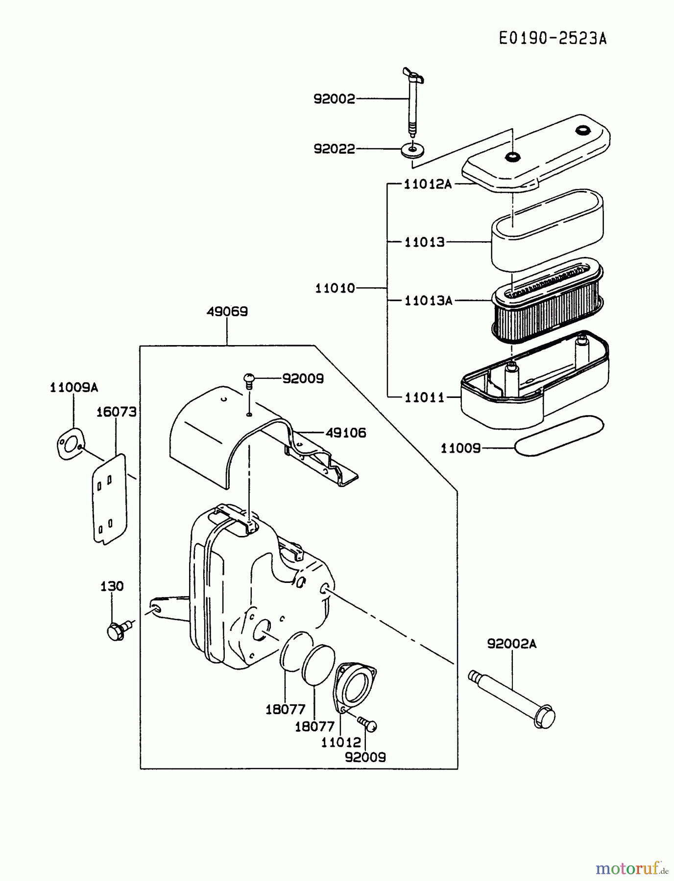  Kawasaki Motoren Motoren Vertikal FA210V - AS02 bis FH641V - DS24 FB460V-AS33 - Kawasaki FB460V 4-Stroke Engine AIR-FILTER/MUFFLER