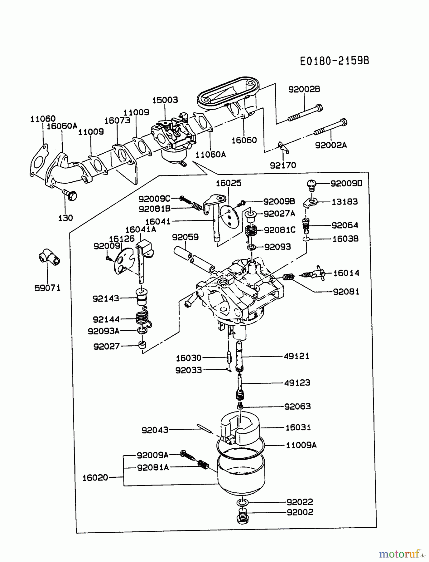  Kawasaki Motoren Motoren Vertikal FA210V - AS02 bis FH641V - DS24 FB460V-BS33 - Kawasaki FB460V 4-Stroke Engine CARBURETOR #1