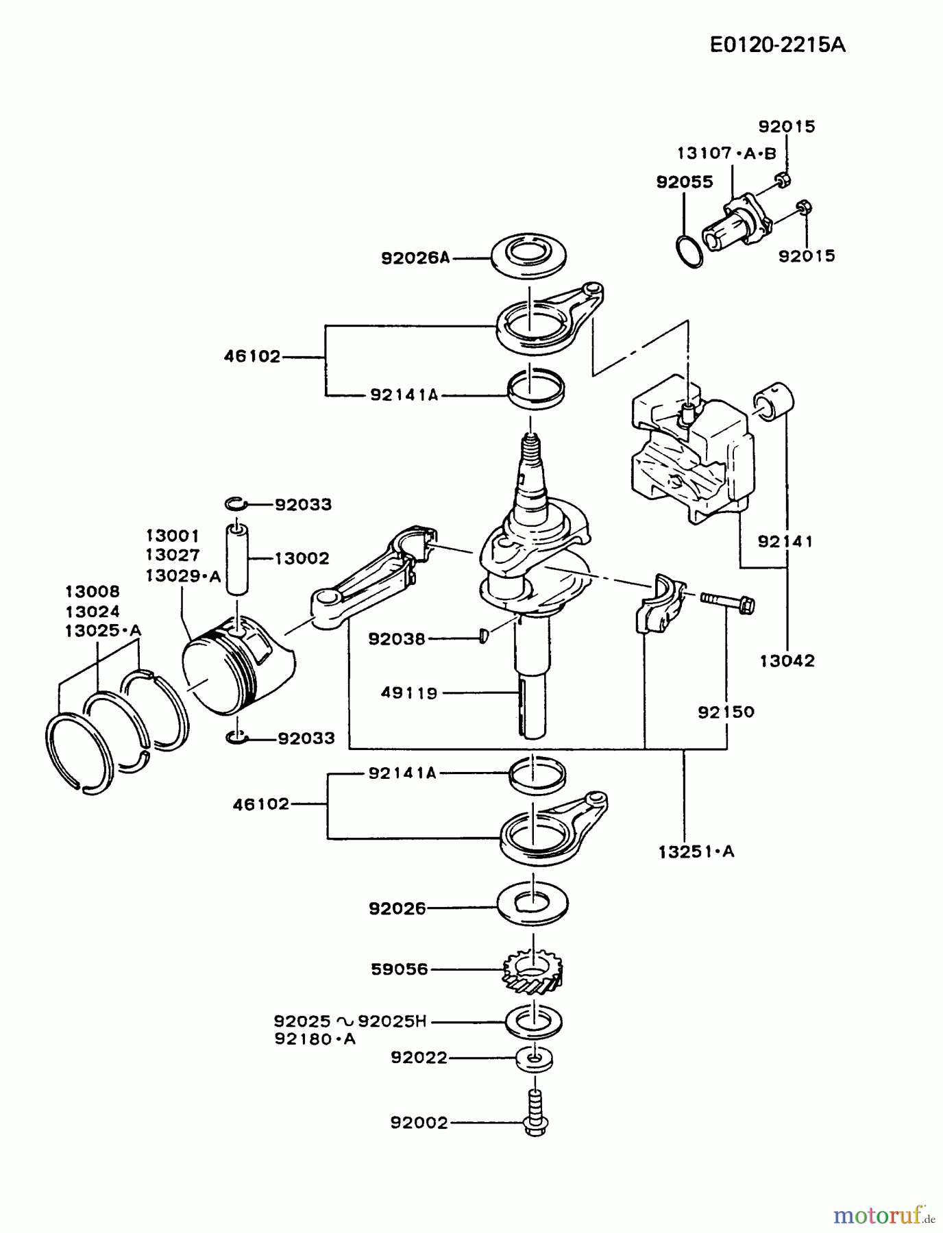  Kawasaki Motoren Motoren Vertikal FA210V - AS02 bis FH641V - DS24 FB460V-CS12 - Kawasaki FB460V 4-Stroke Engine PISTON/CRANKSHAFT