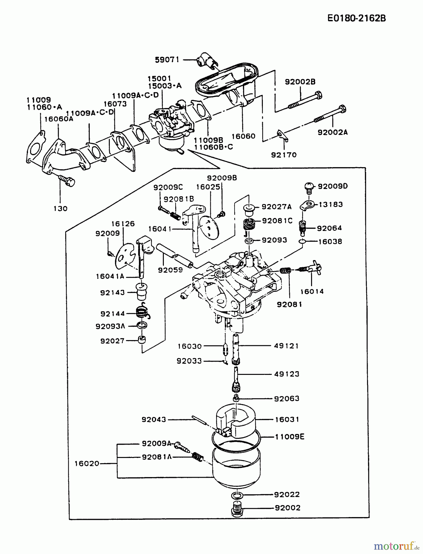  Kawasaki Motoren Motoren Vertikal FA210V - AS02 bis FH641V - DS24 FB460V-DS12 - Kawasaki FB460V 4-Stroke Engine CARBURETOR #2