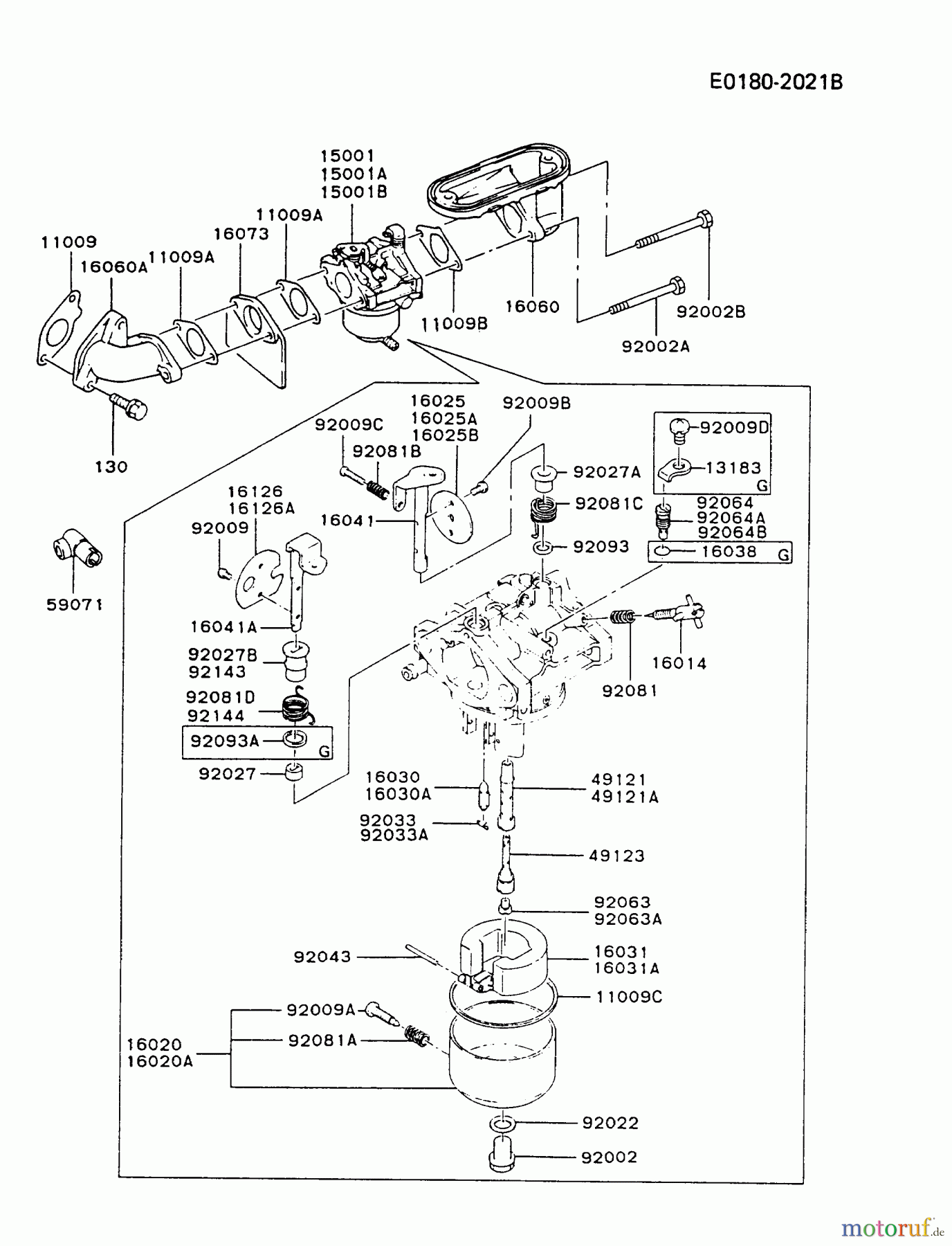  Kawasaki Motoren Motoren Vertikal FA210V - AS02 bis FH641V - DS24 FB460V-GS03 - Kawasaki FB460V 4-Stroke Engine CARBURETOR #2