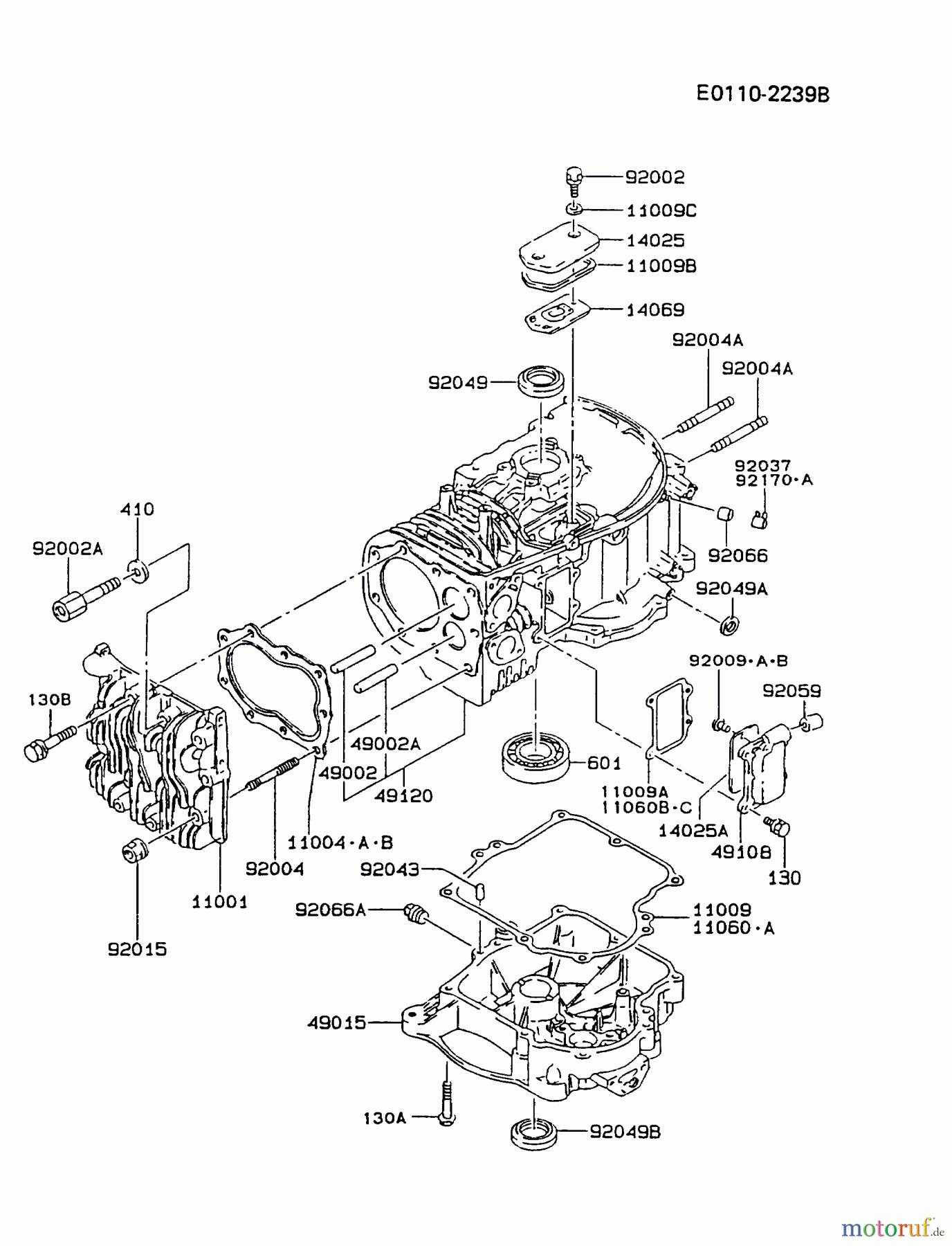  Kawasaki Motoren Motoren Vertikal FA210V - AS02 bis FH641V - DS24 FB460V-CS14 - Kawasaki FB460V 4-Stroke Engine CYLINDER/CRANKCASE