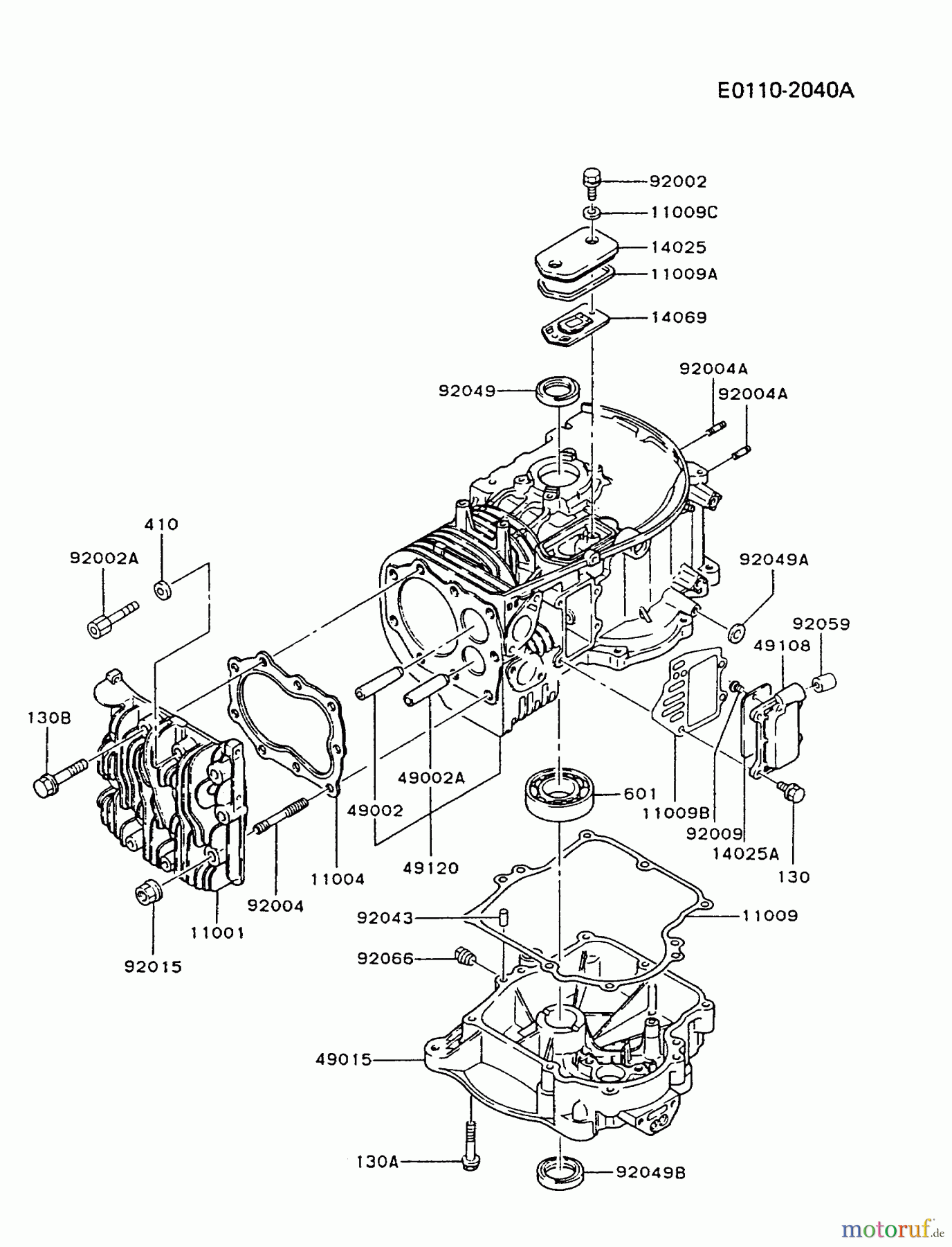  Kawasaki Motoren Motoren Vertikal FA210V - AS02 bis FH641V - DS24 FB460V-HS04 - Kawasaki FB460V 4-Stroke Engine CYLINDER/CRANKCASE