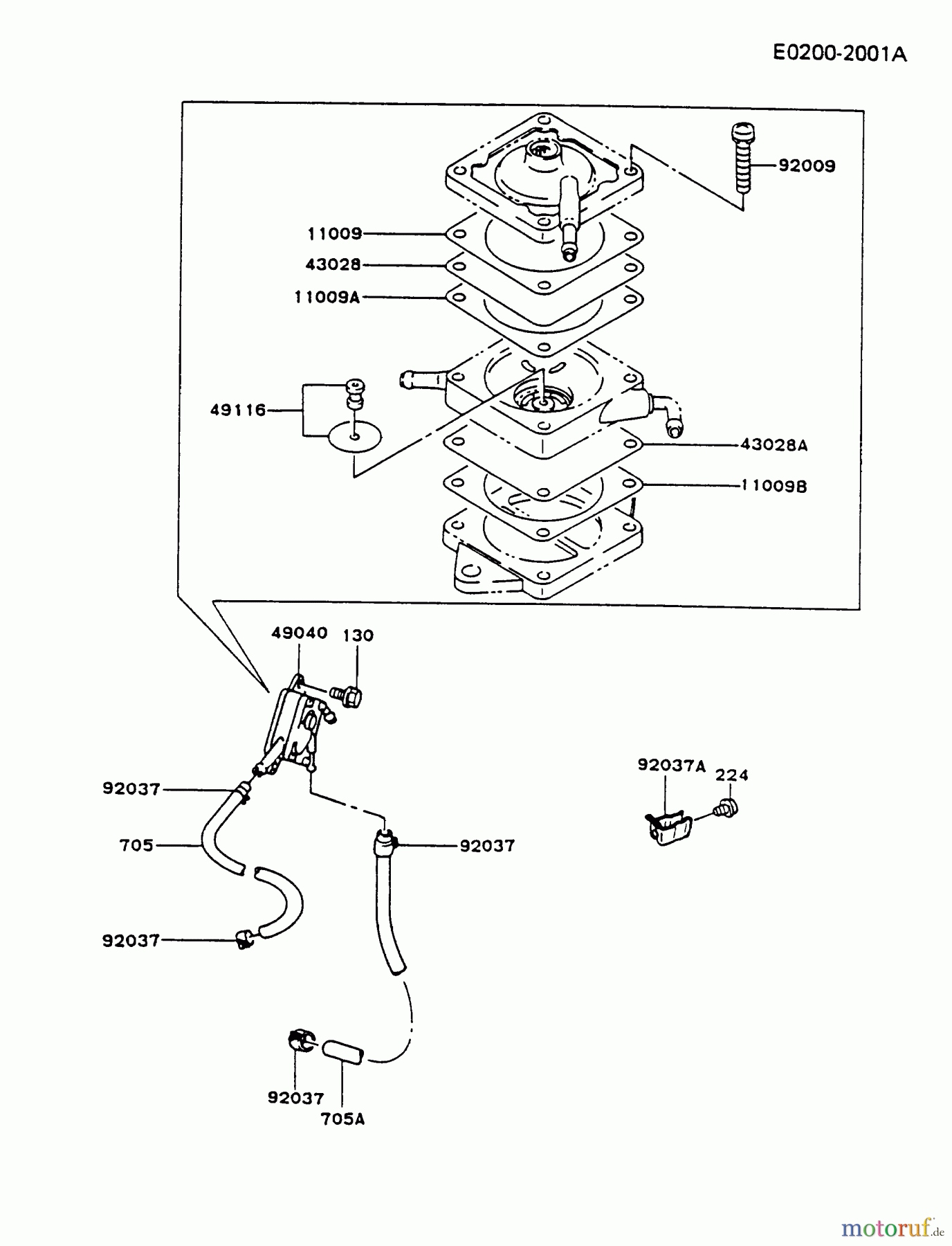  Kawasaki Motoren Motoren Vertikal FA210V - AS02 bis FH641V - DS24 FB460V-GS03 - Kawasaki FB460V 4-Stroke Engine FUEL-TANK/FUEL-VALVE