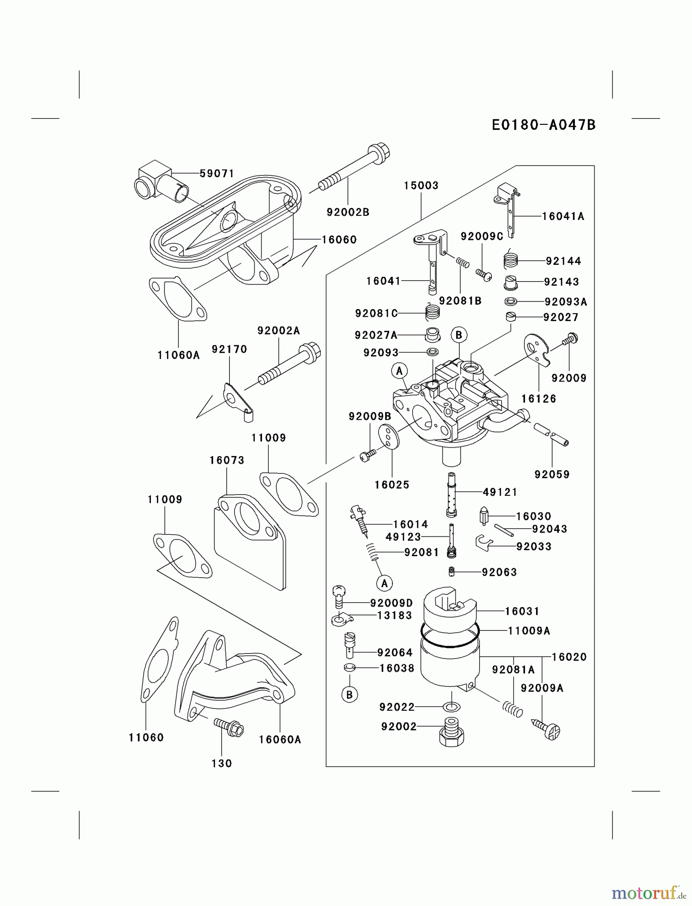  Kawasaki Motoren Motoren Vertikal FA210V - AS02 bis FH641V - DS24 FB460V-AS36 - Kawasaki FB460V 4-Stroke Engine CARBURETOR #2