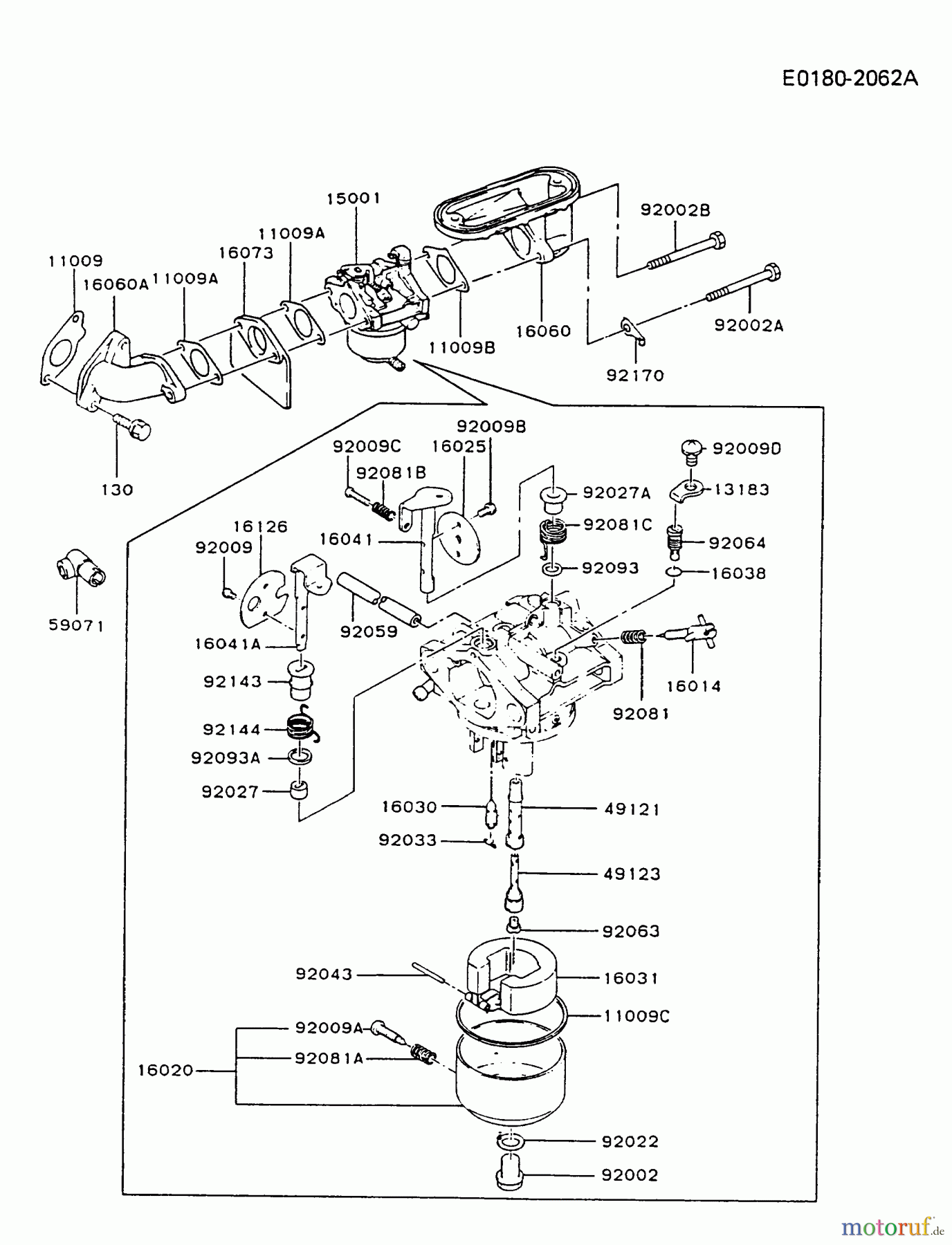  Kawasaki Motoren Motoren Vertikal FA210V - AS02 bis FH641V - DS24 FB460V-JS05 - Kawasaki FB460V 4-Stroke Engine CARBURETOR #1