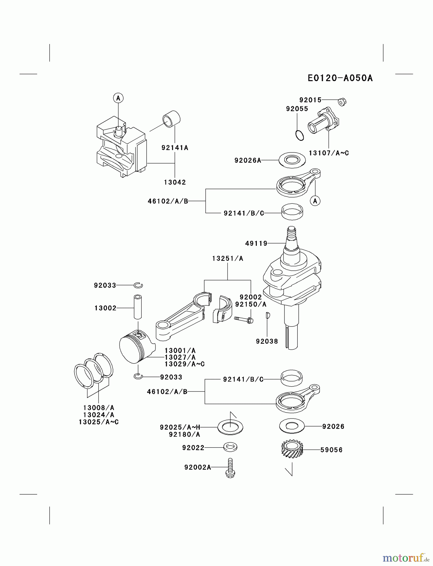  Kawasaki Motoren Motoren Vertikal FA210V - AS02 bis FH641V - DS24 FB460V-JS01 - Kawasaki FB460V 4-Stroke Engine PISTON/CRANKSHAFT #2