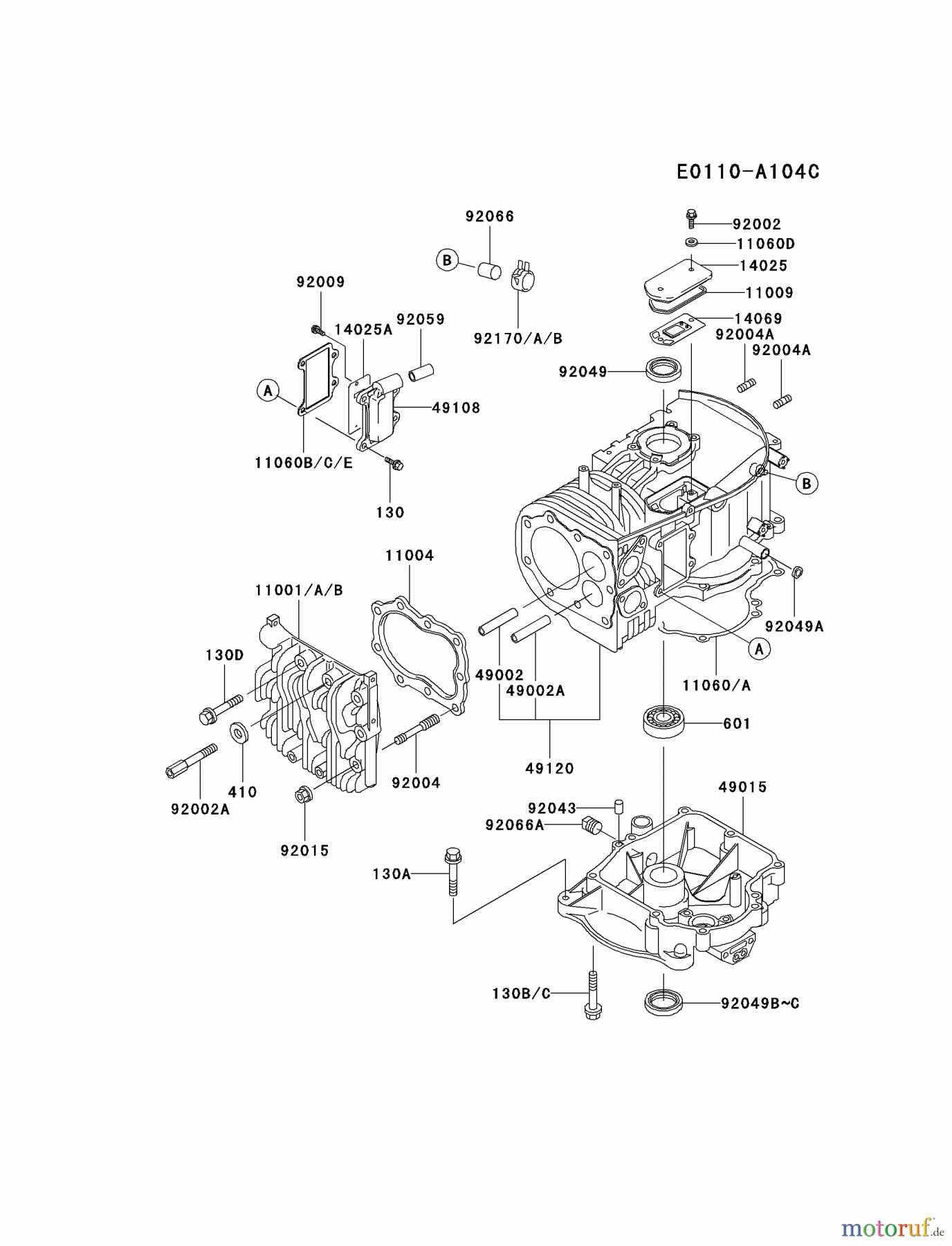  Kawasaki Motoren Motoren Vertikal FA210V - AS02 bis FH641V - DS24 FB460V-RS01 - Kawasaki FB460V 4-Stroke Engine CYLINDER/CRANKCASE #1