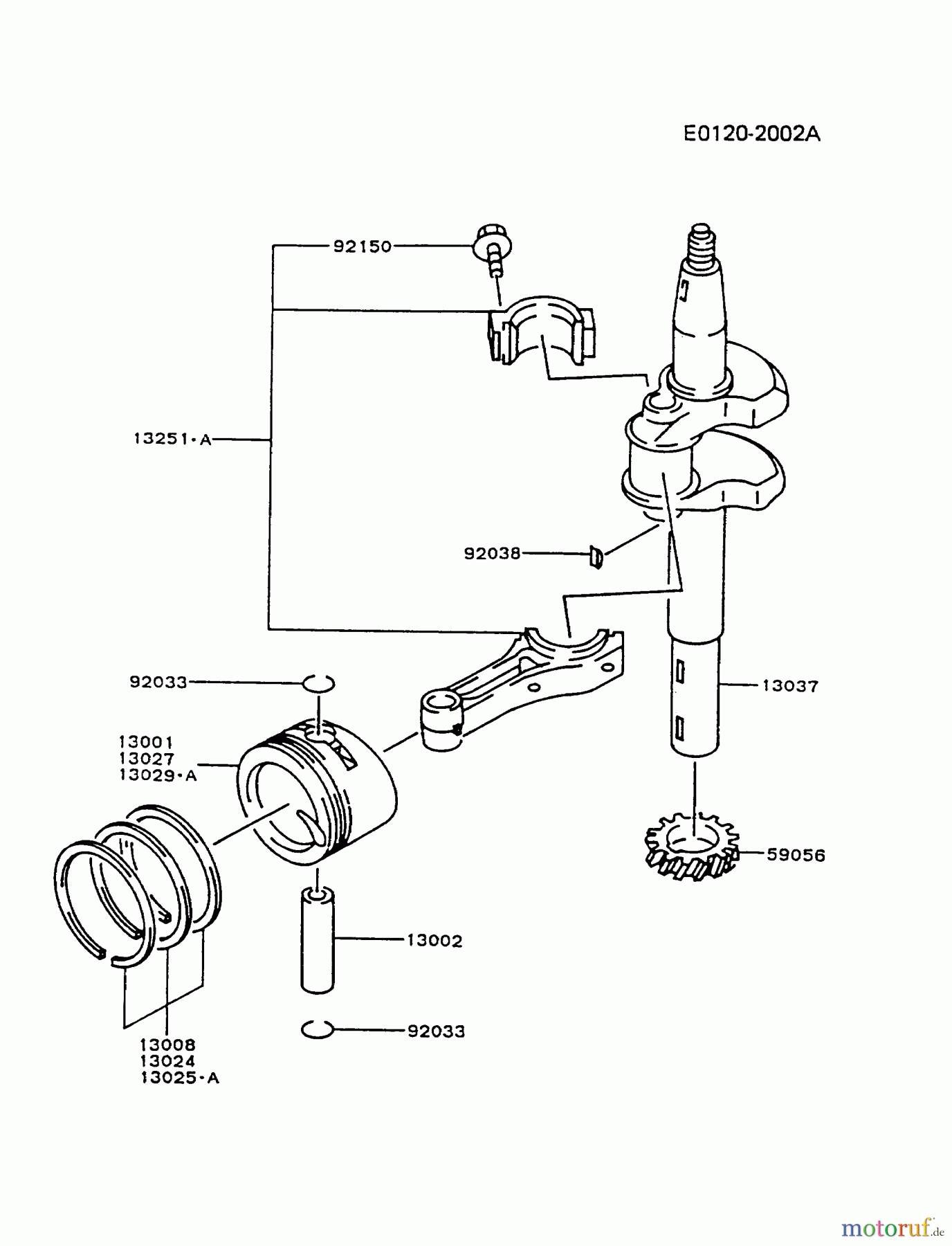  Kawasaki Motoren Motoren Vertikal FA210V - AS02 bis FH641V - DS24 FC150V-AS03 - Kawasaki FC150V 4-Stroke Engine PISTON/CRANKSHAFT