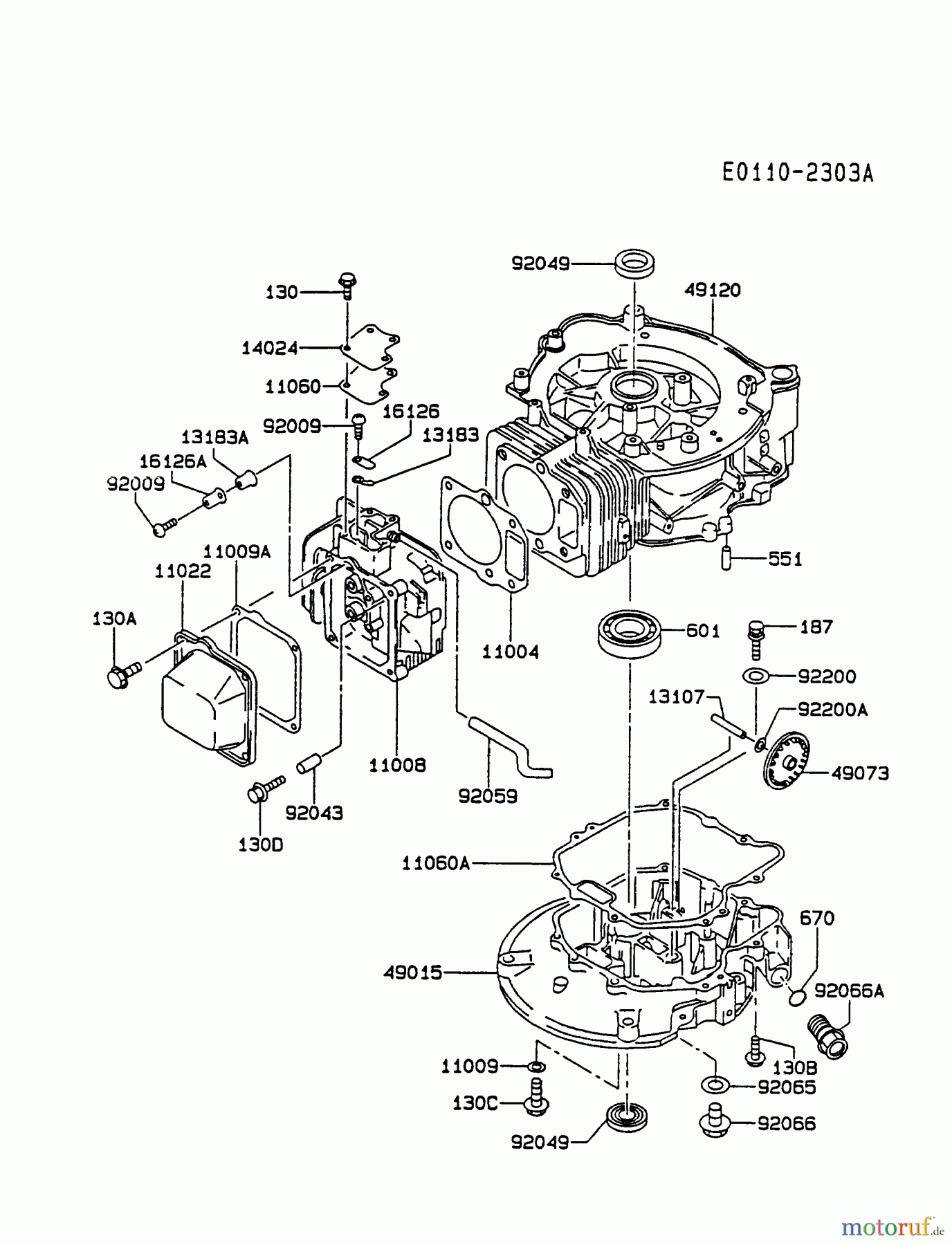  Kawasaki Motoren Motoren Vertikal FA210V - AS02 bis FH641V - DS24 FC150V-ES08 - Kawasaki FC150V 4-Stroke Engine CYLINDER/CRANKCASE