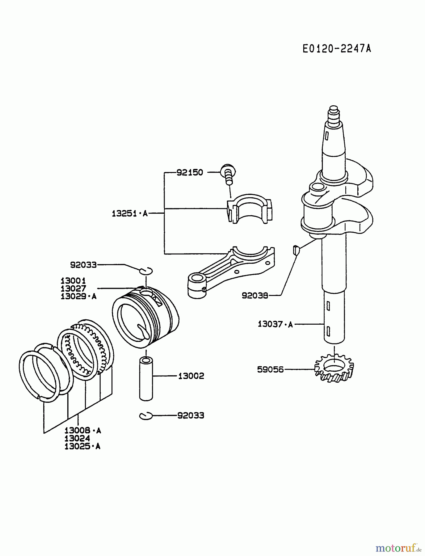  Kawasaki Motoren Motoren Vertikal FA210V - AS02 bis FH641V - DS24 FC150V-ES08 - Kawasaki FC150V 4-Stroke Engine PISTON/CRANKSHAFT