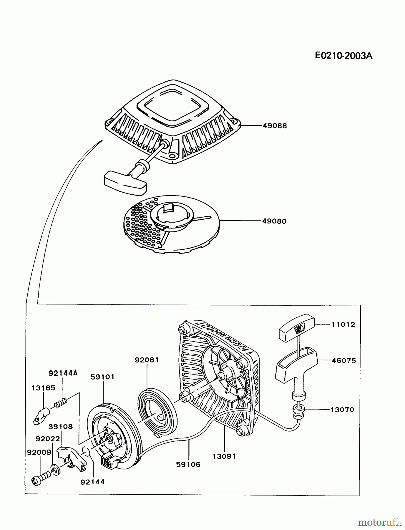  Kawasaki Motoren Motoren Vertikal FA210V - AS02 bis FH641V - DS24 FC150V-ES08 - Kawasaki FC150V 4-Stroke Engine STARTER