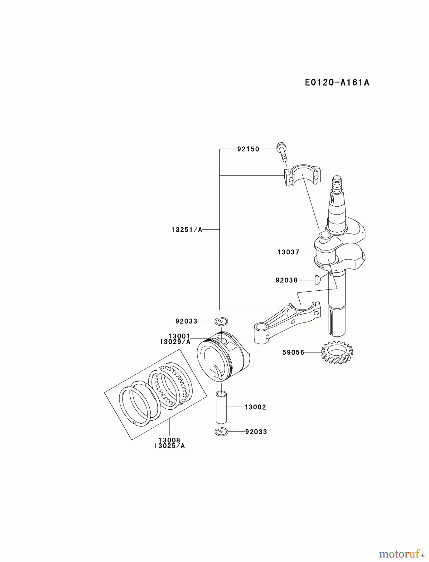  Kawasaki Motoren Motoren Vertikal FA210V - AS02 bis FH641V - DS24 FC150V-ES28 - Kawasaki FC150V 4-Stroke Engine PISTON/CRANKSHAFT