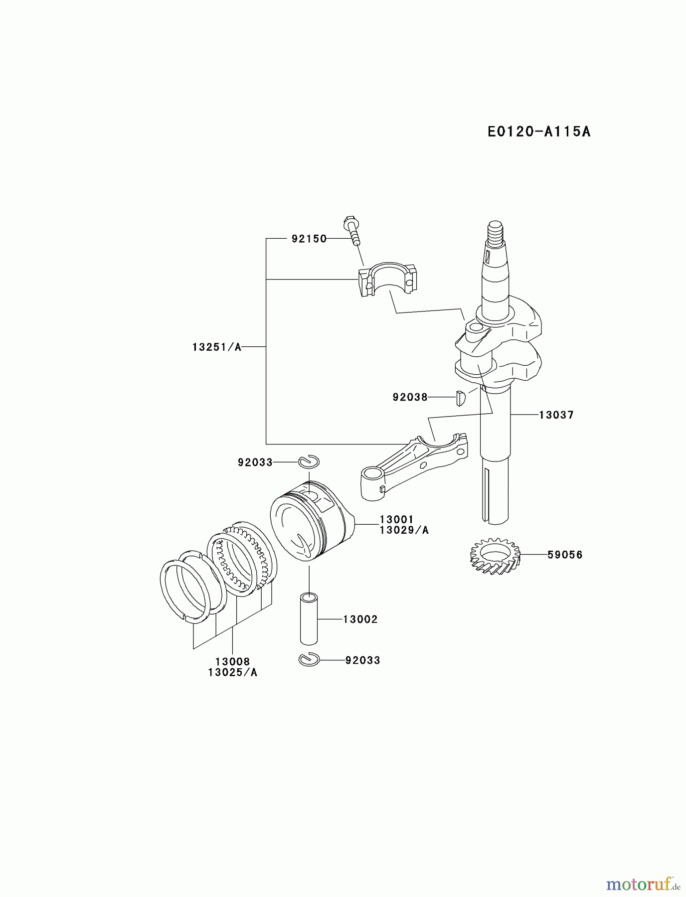  Kawasaki Motoren Motoren Vertikal FA210V - AS02 bis FH641V - DS24 FC150V-FS25 - Kawasaki FC150V 4-Stroke Engine PISTON/CRANKSHAFT