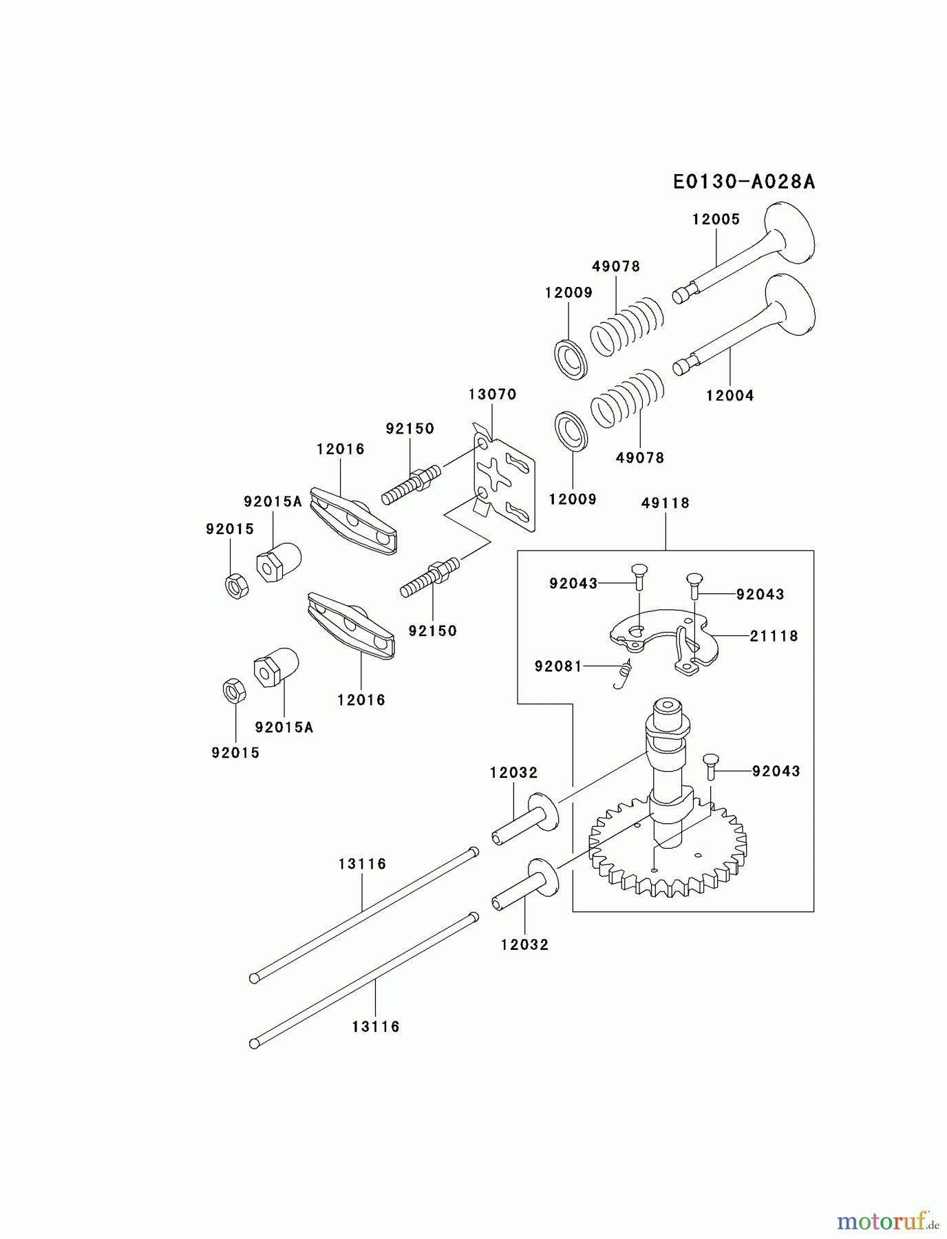  Kawasaki Motoren Motoren Vertikal FA210V - AS02 bis FH641V - DS24 FC150V-ES28 - Kawasaki FC150V 4-Stroke Engine VALVE/CAMSHAFT